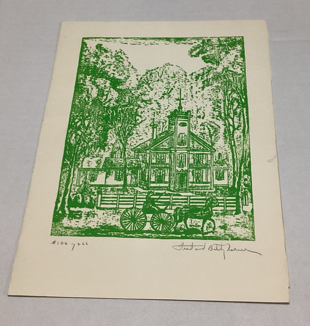 Fred & Betty Turner Urbana Illinois 1961 JB Turner Residence Art Card Signed