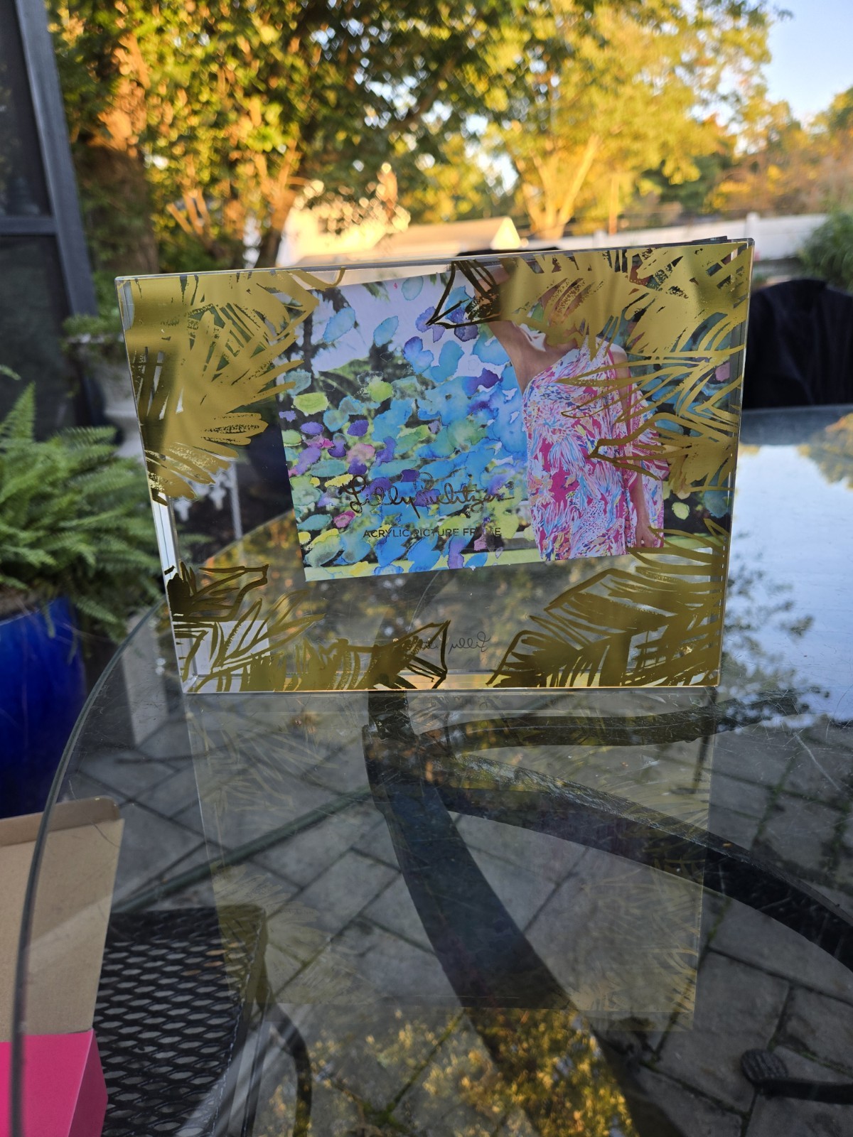 Lilly Pulitzer Gold Printed Palm Leaves Picture Frame 8\ Lilly Pulitzer Gold Printed Palm Leaves Picture Frame 8\
