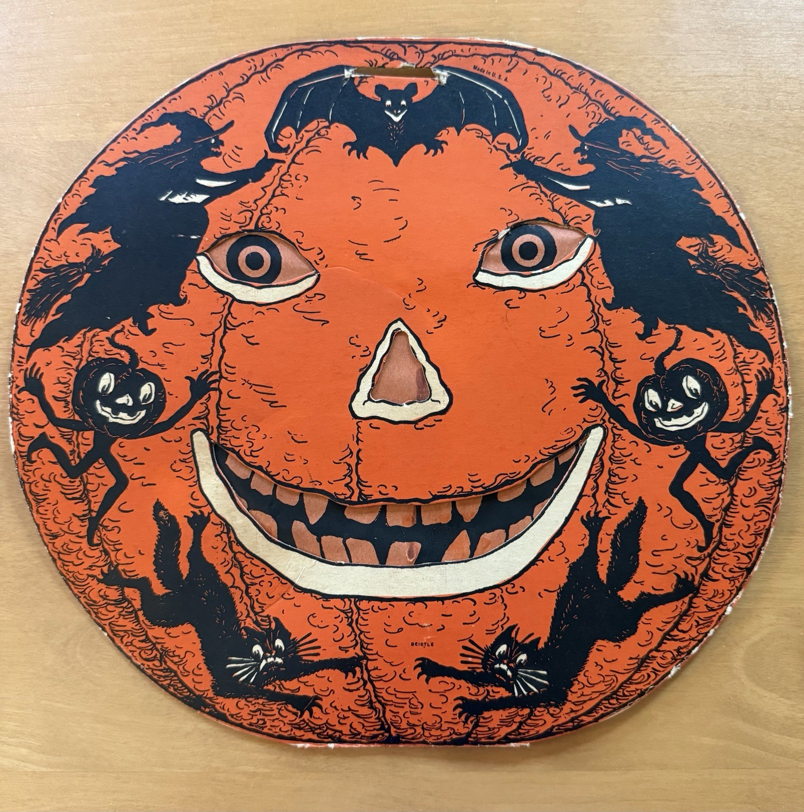 Antique Vintage Halloween JOL Lantern ONE SIDE 1930 - 1931 Beistle. 12”x 11” Antique Vintage Halloween JOL Lantern ONE SIDE 1930 - 1931 Beistle. 12”x 11”