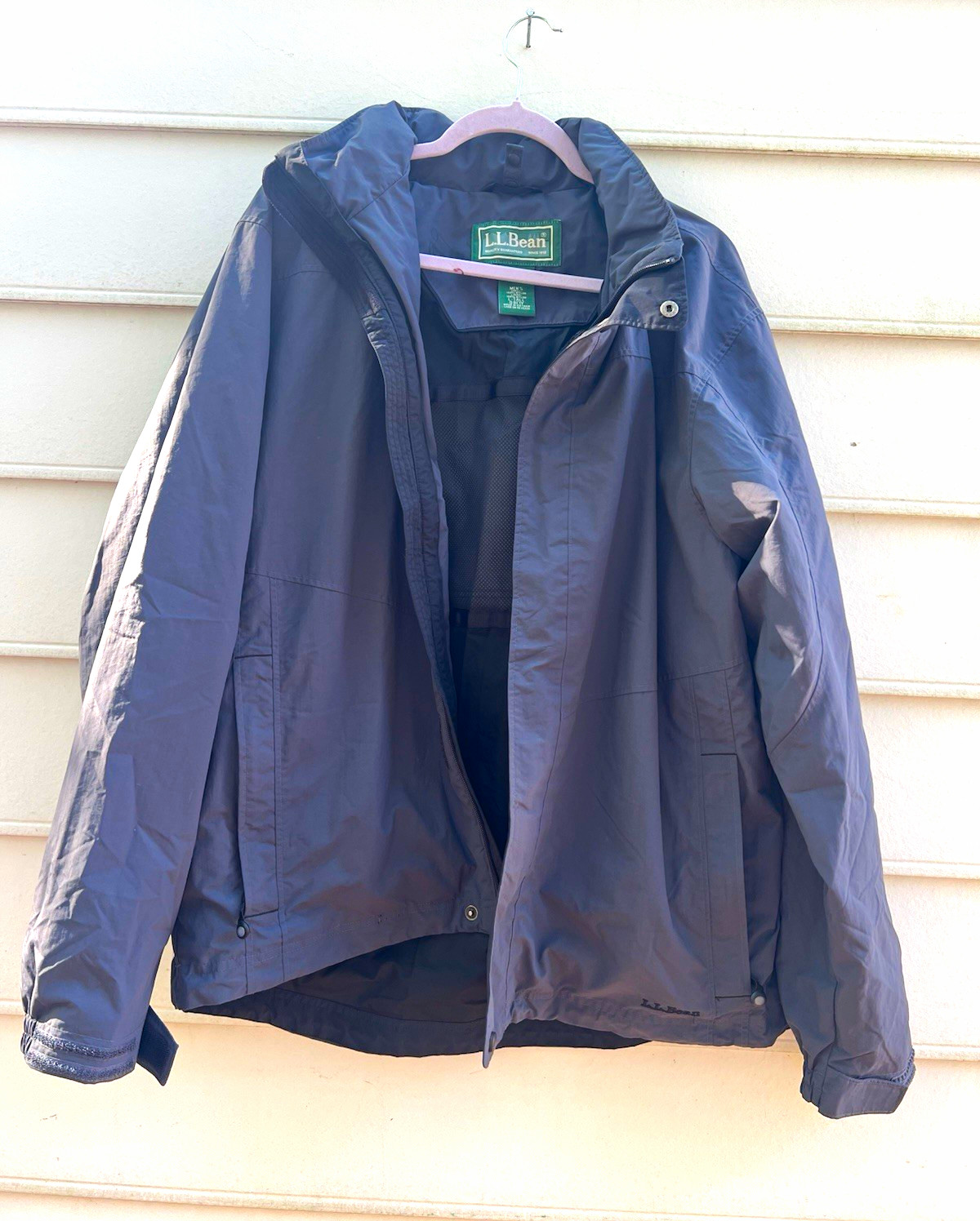 L.L.Bean Men\'s Gray Hooded Full Zip Jacket Stand-Up Collar Regular Fit XL L.L.Bean Men\'s Gray Hooded Full Zip Jacket Stand-Up Collar Regular Fit XL