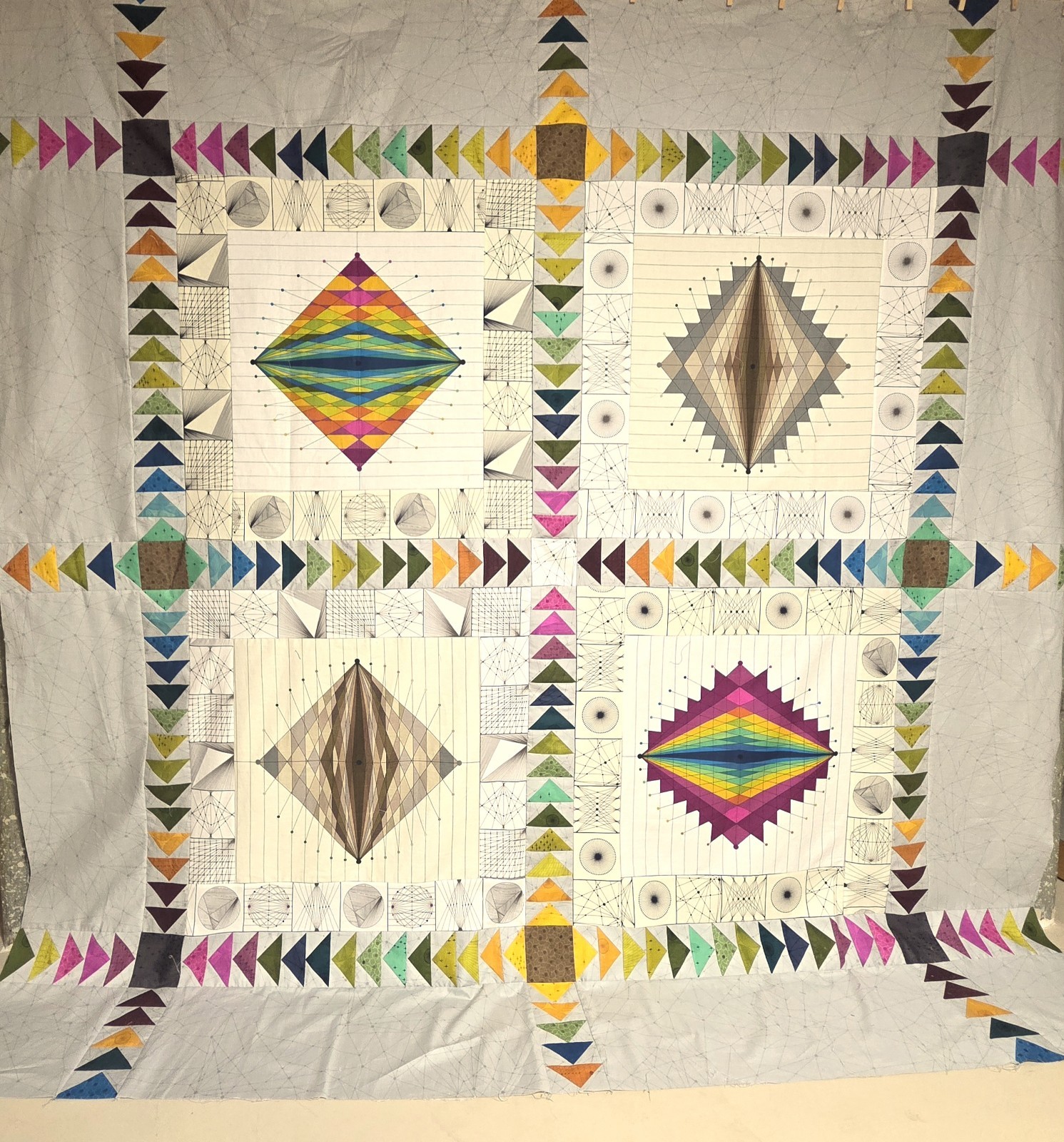 New Unfinished Quilt Top w/Binding - \