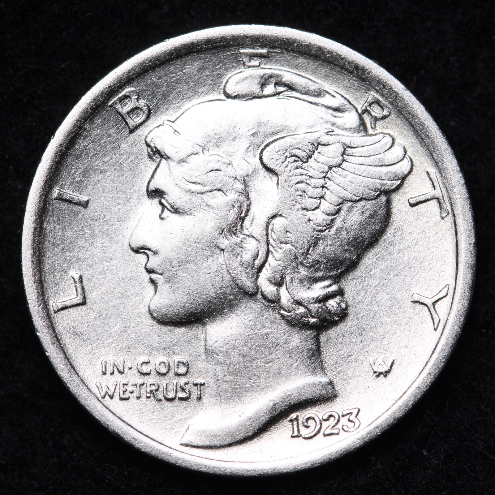 1923 Mercury Silver Dime Nice AU 
