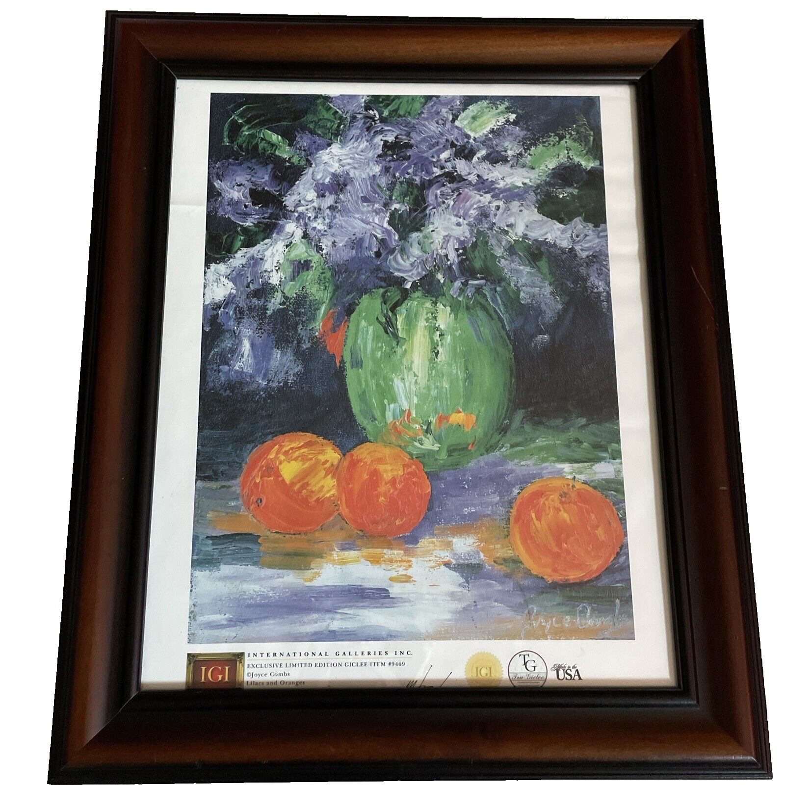 Exclusive Limited Edition Lilacs & oranges By Joyce Combs 253/500 COA SignFrame Exclusive Limited Edition Lilacs & oranges By Joyce Combs 253/500 COA SignFrame