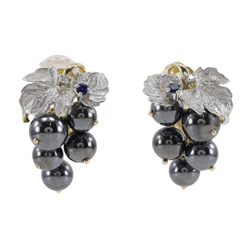 NOBUKO ISHIKAWA Moss motif Earring Pt900Platinum/K18 yellow gold/Hematite ...