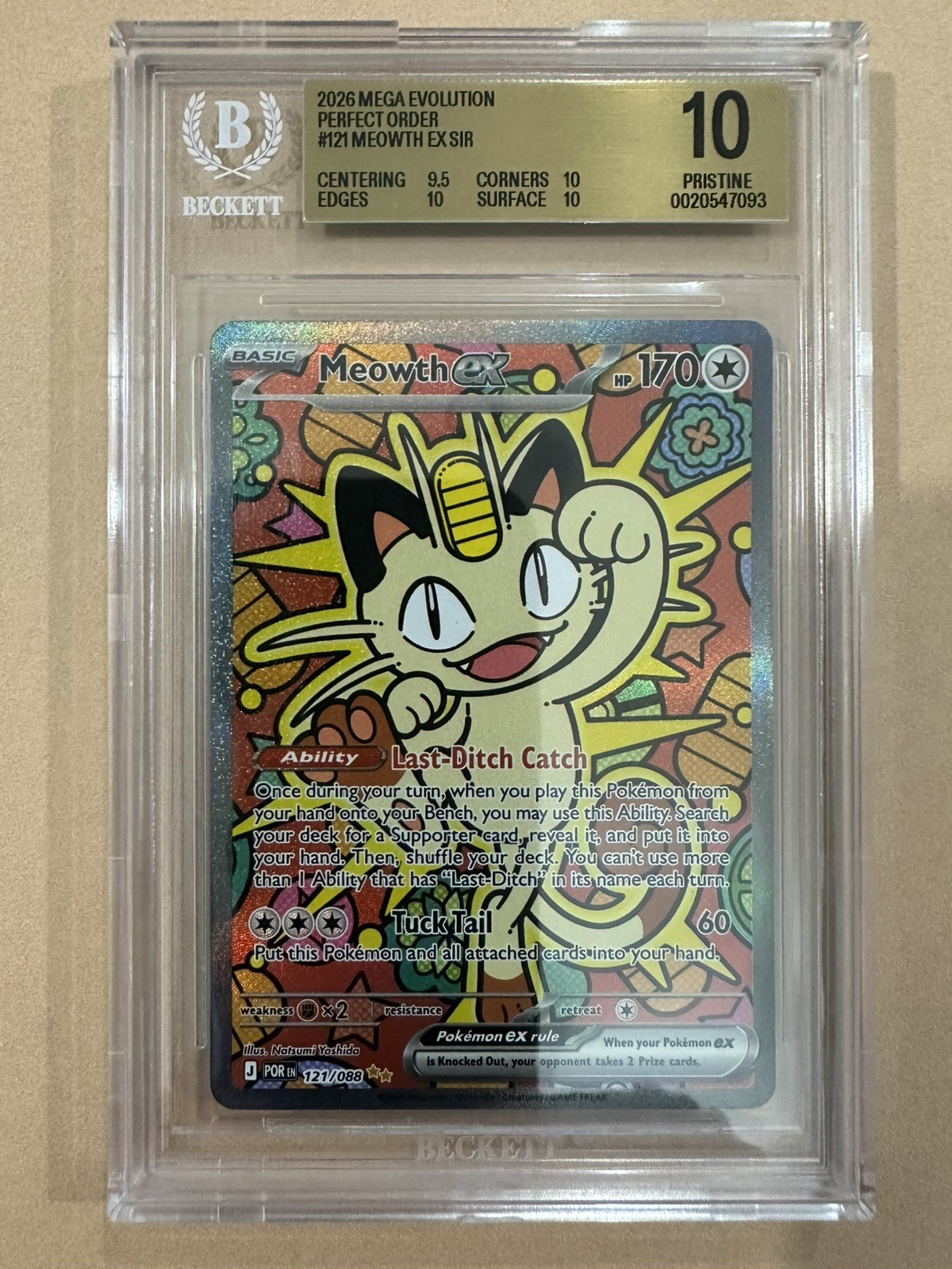 Pokemon Meowth EX SIR Perfect Order 121 BGS 10 Pristine Pokemon Meowth EX SIR Perfect Order 121 BGS 10 Pristine