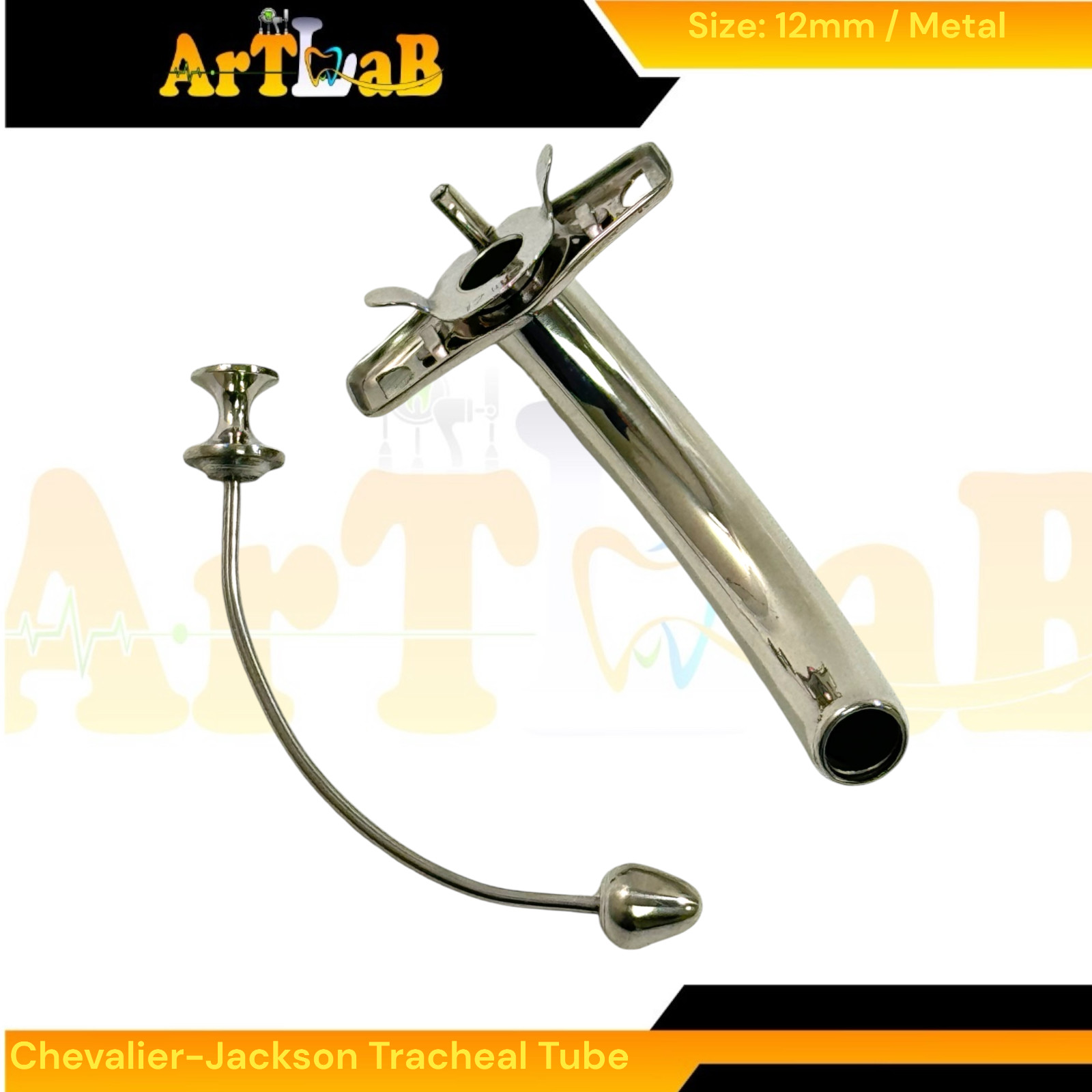 Size 12 Chevalier-Jackson Tracheal Tube Cannula with Obsturator - Tracheostomy