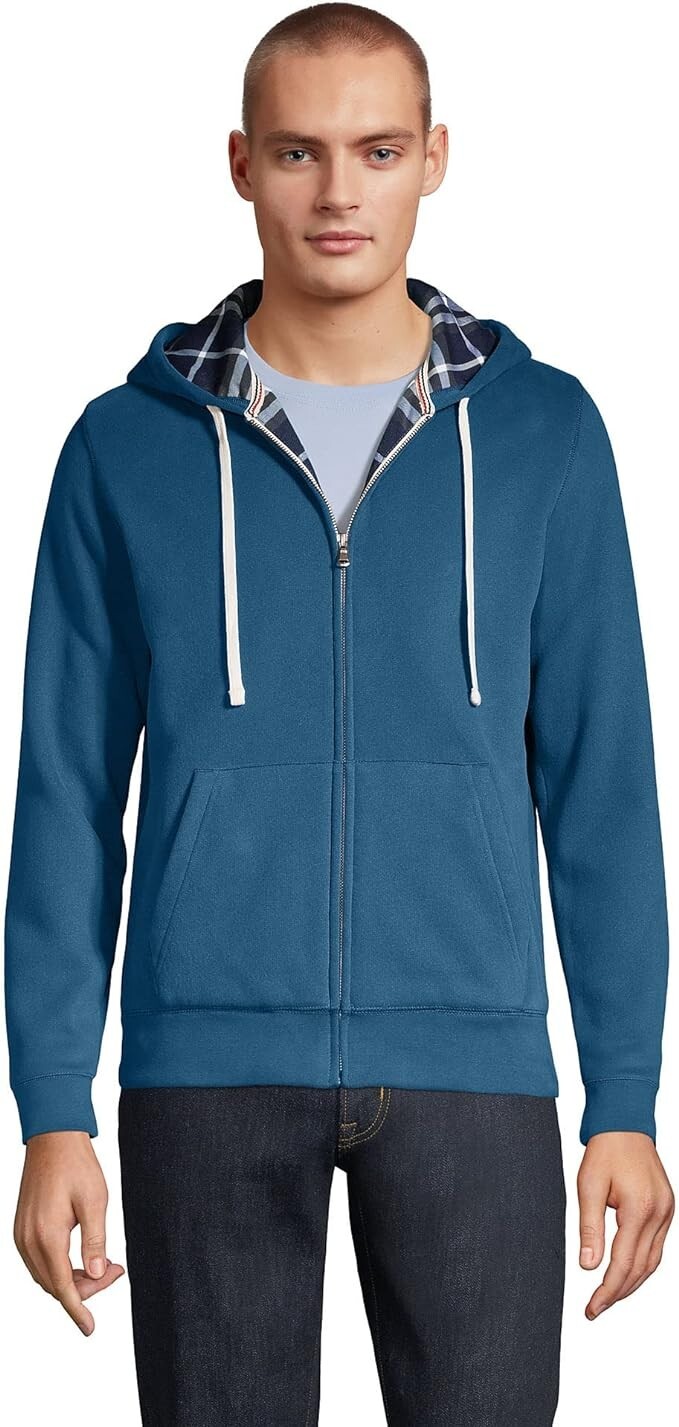NWT Lands End Men\'s Serious Sweats Flannel Lined Hoodie Size L $100 FLD217 NWT Lands End Men\'s Serious Sweats Flannel Lined Hoodie Size L $100 FLD217