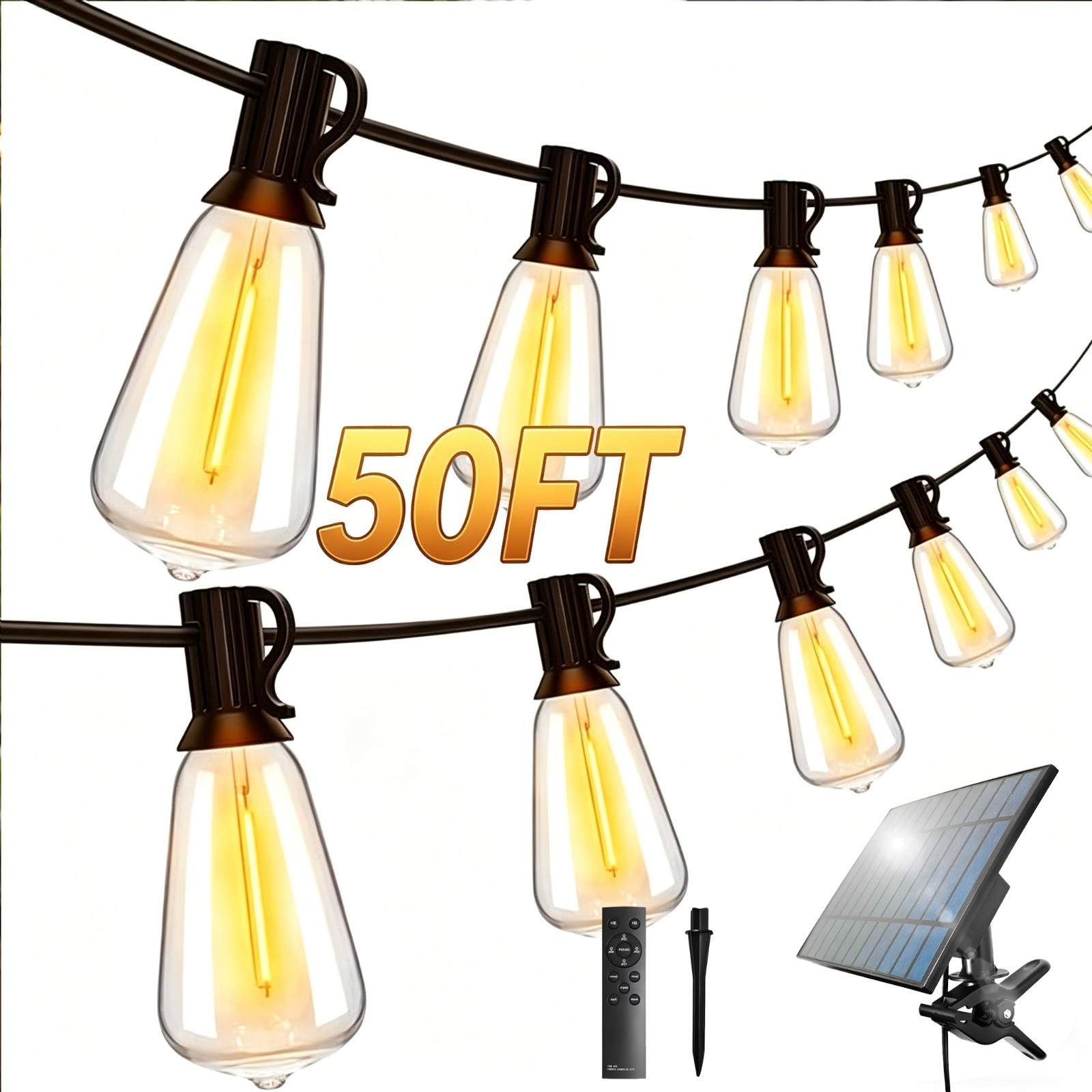 Solar Outdoor String Lights 100FT ST38 Shatterproof Waterproof for Patio Garden Solar Outdoor String Lights 100FT ST38 Shatterproof Waterproof for Patio Garden