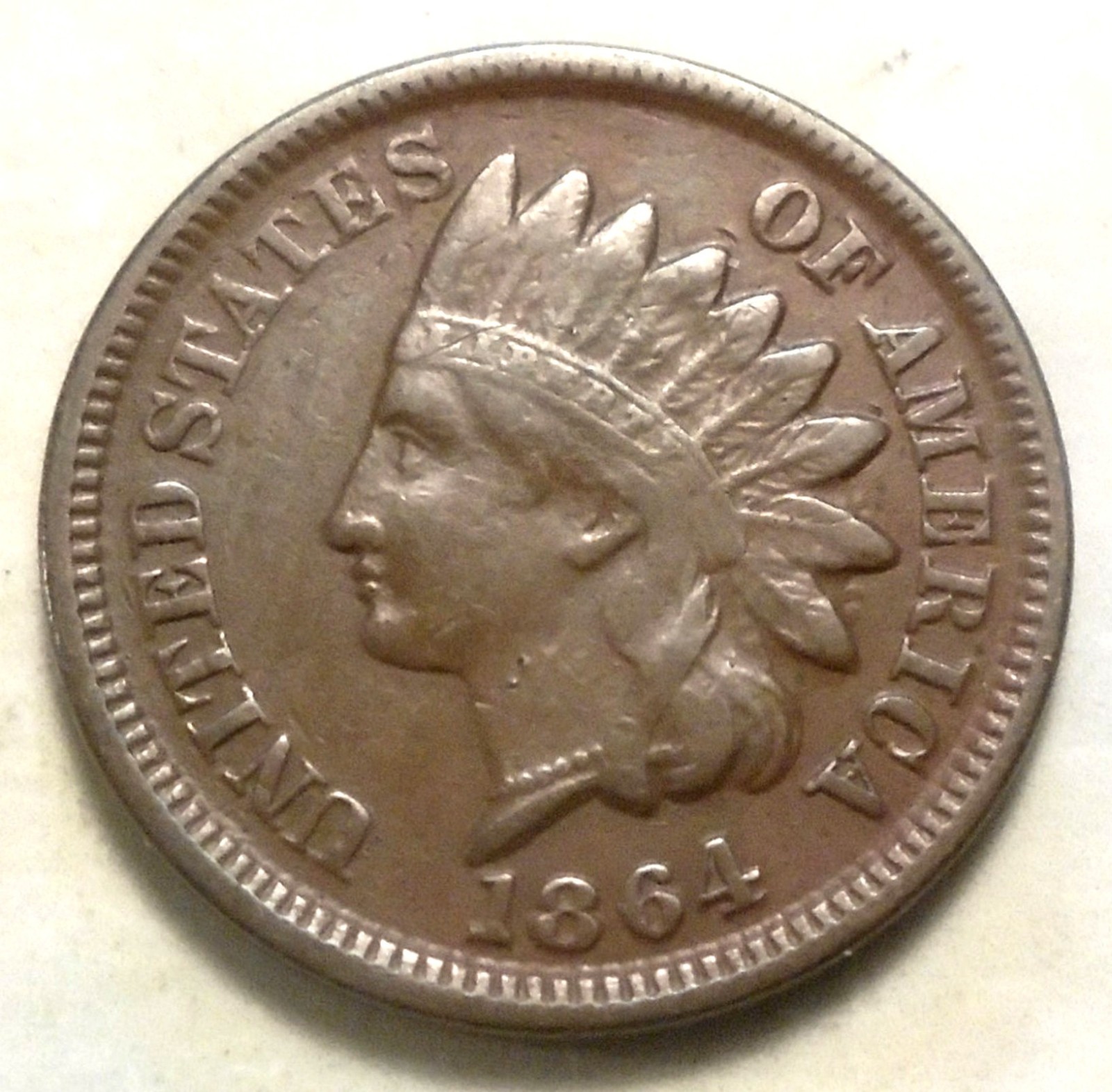 1864 Bronze No L Indian Head Cent VF+ CHOICE VERY FINE Nice LIBERTY 1+ Diam 34ML