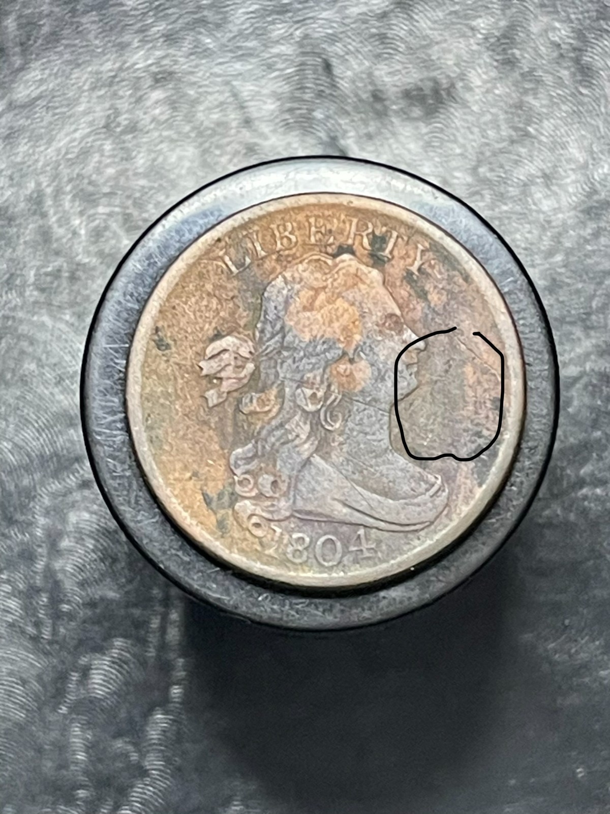 1804 Draped Bust Half Cent Crosslet \'4\' w/ Stems XF+ Spiked Chin