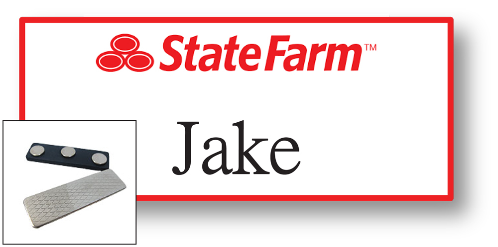 1 JAKE FROM STATE FARM NAME BADGE HALLOWEEN COSTUME PROP MAGNET 