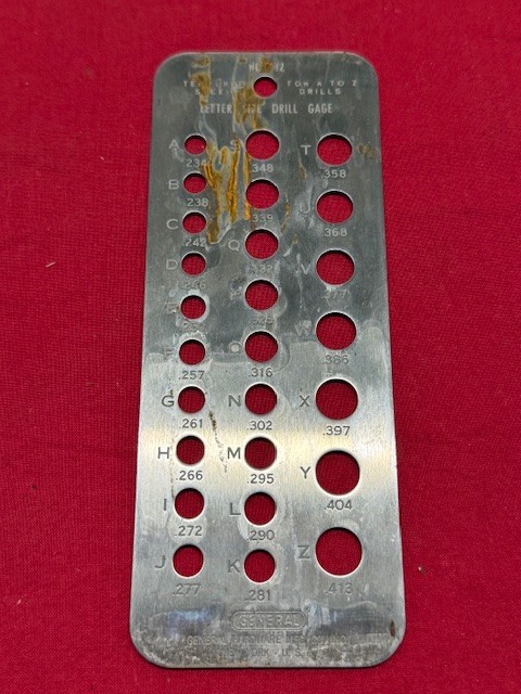 General Tools No. 12 A to Z Letter Drill Gauge - RUSTY - Vintage