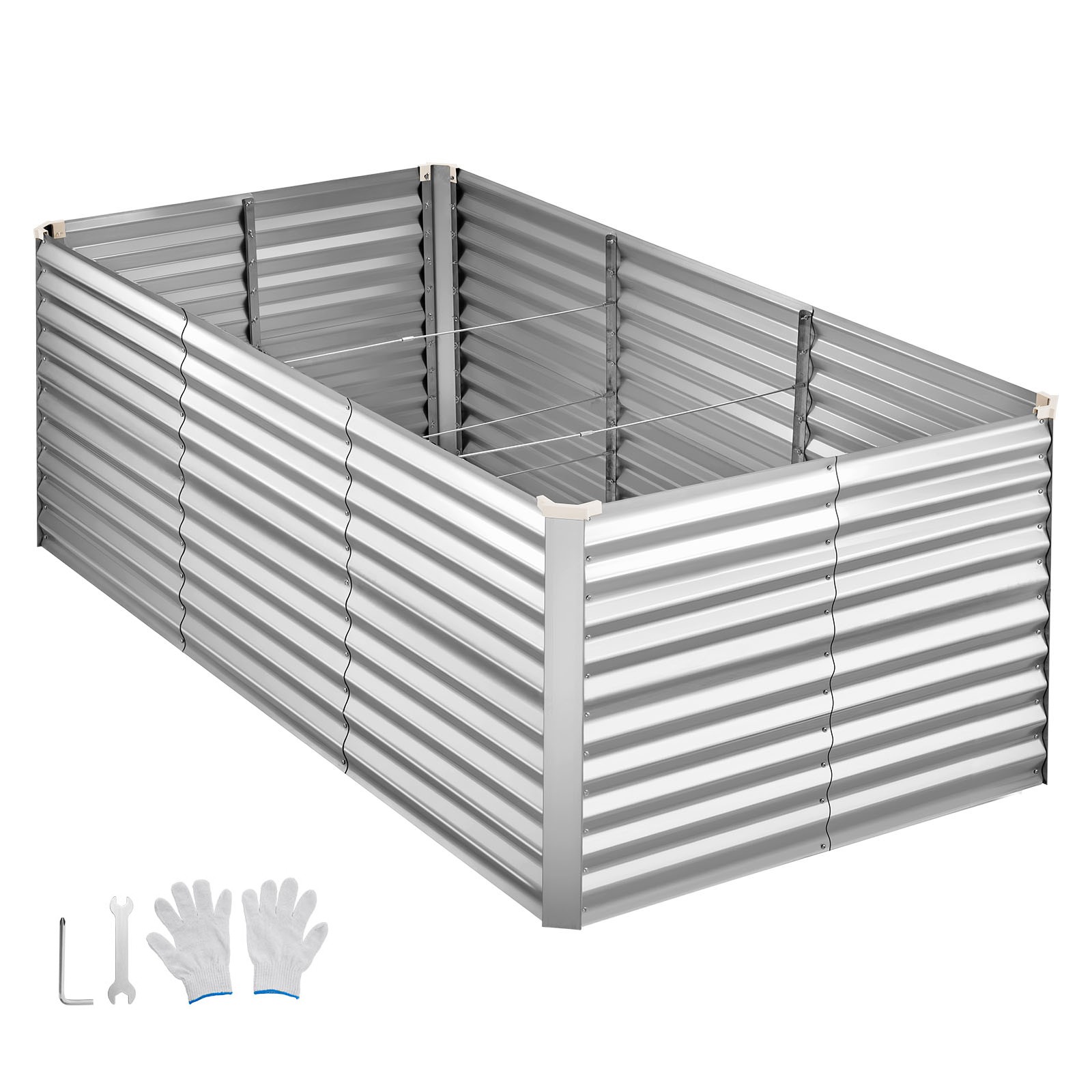 Uimoso Galvanized Metal Raised Garden Bed 8 x 4 x 3 ft Rectangular Planter Box