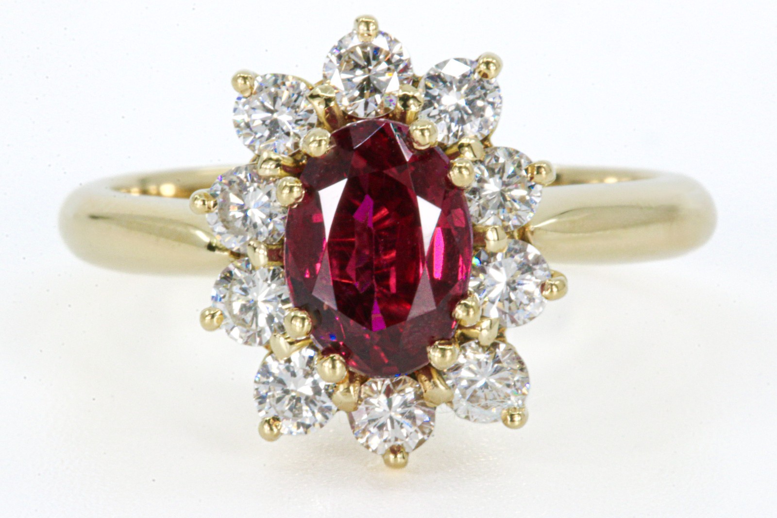 GIA 1.44 Carat Thai Ruby in Vintage 18K Yellow Gold Diamond Ring
