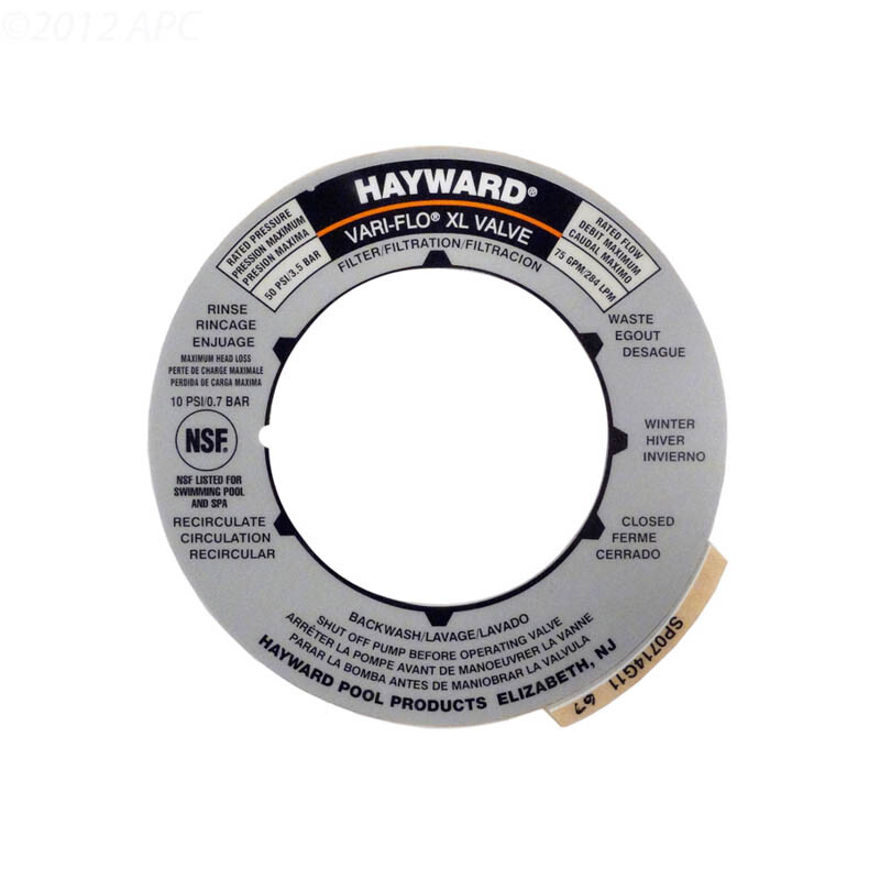 Genuine Hayward SPX0714G Replacement Sand Filter Valve Label Plate Sticker NEW Genuine Hayward SPX0714G Replacement Sand Filter Valve Label Plate Sticker NEW