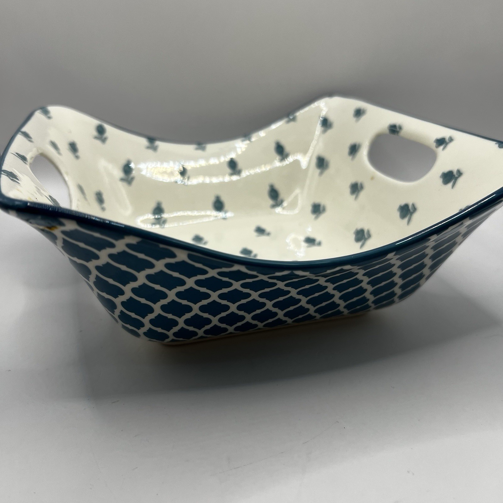 Certified International-Bronson Pinchot Home Square Bowl Serving Dish Blue White