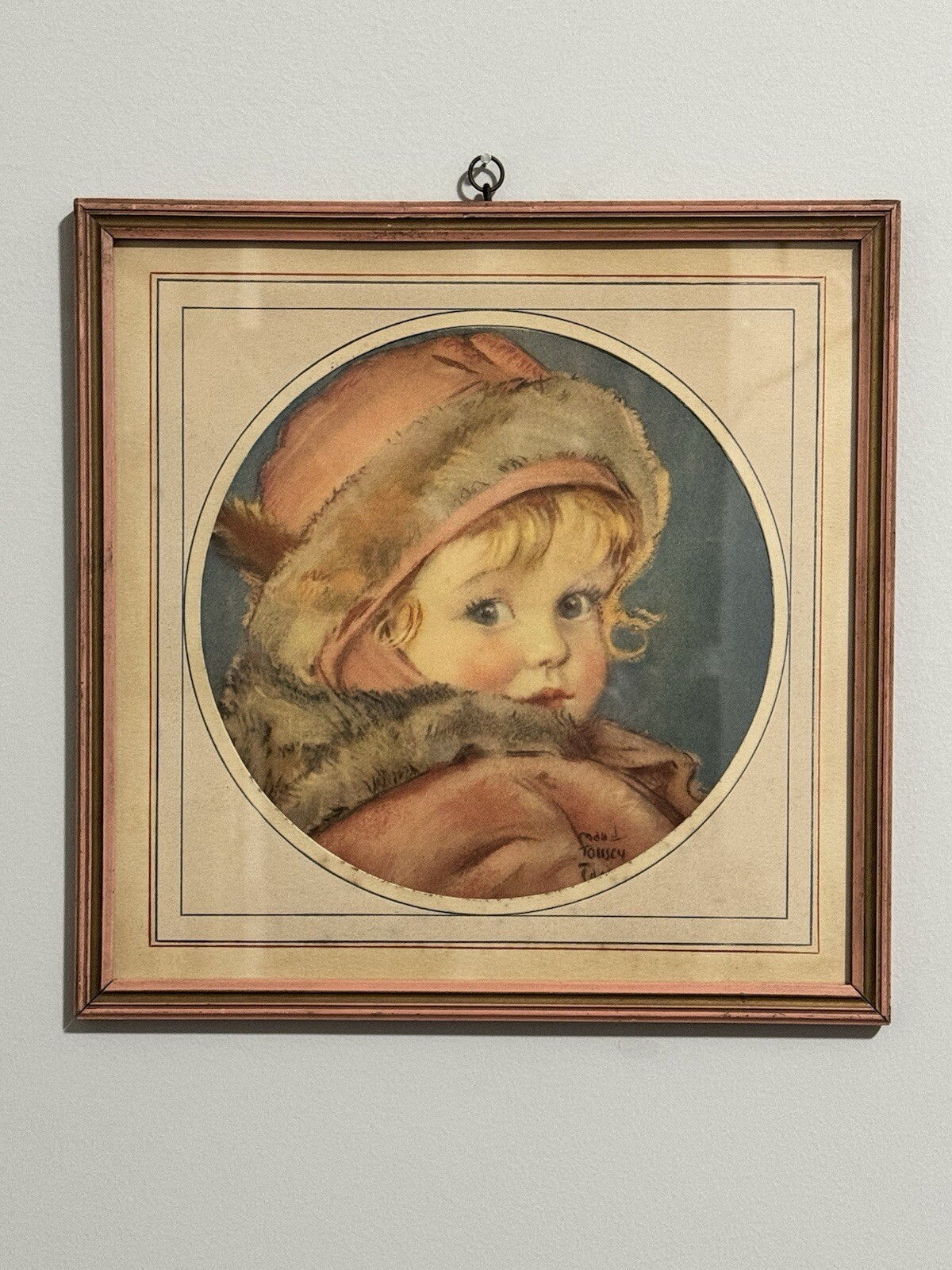 Vtg Nursery Wall Art Maud Tousey Fangel Pink Toddler Girl Framed Matted 10x10” Vtg Nursery Wall Art Maud Tousey Fangel Pink Toddler Girl Framed Matted 10x10”