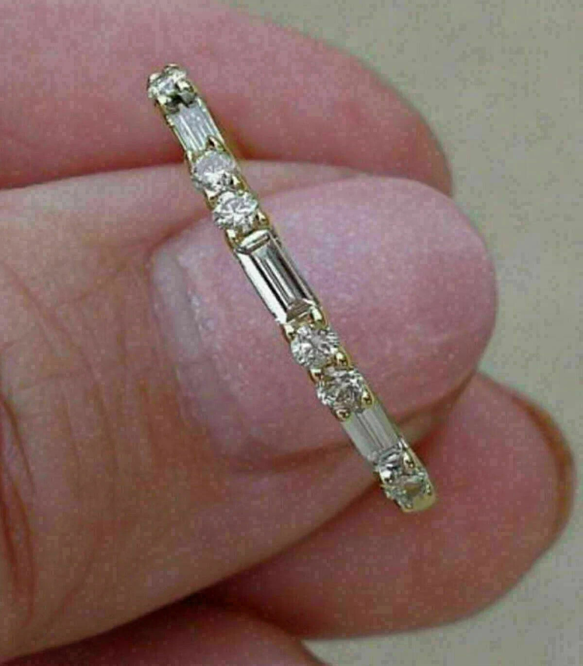 0.60Ct Lab Created Baguette Diamond Eternity Wedding Band Ring 14K Yellow Gold