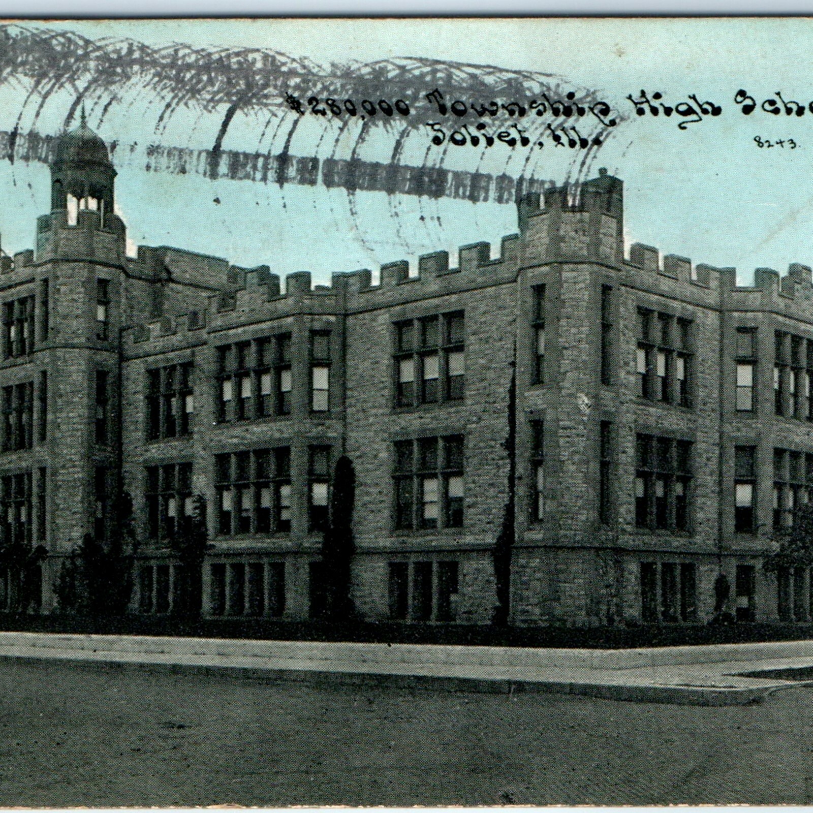 c1910s Joliet, IL Township High School Castle Architecture Litho DB Postcard c1910s Joliet, IL Township High School Castle Architecture Litho DB Postcard