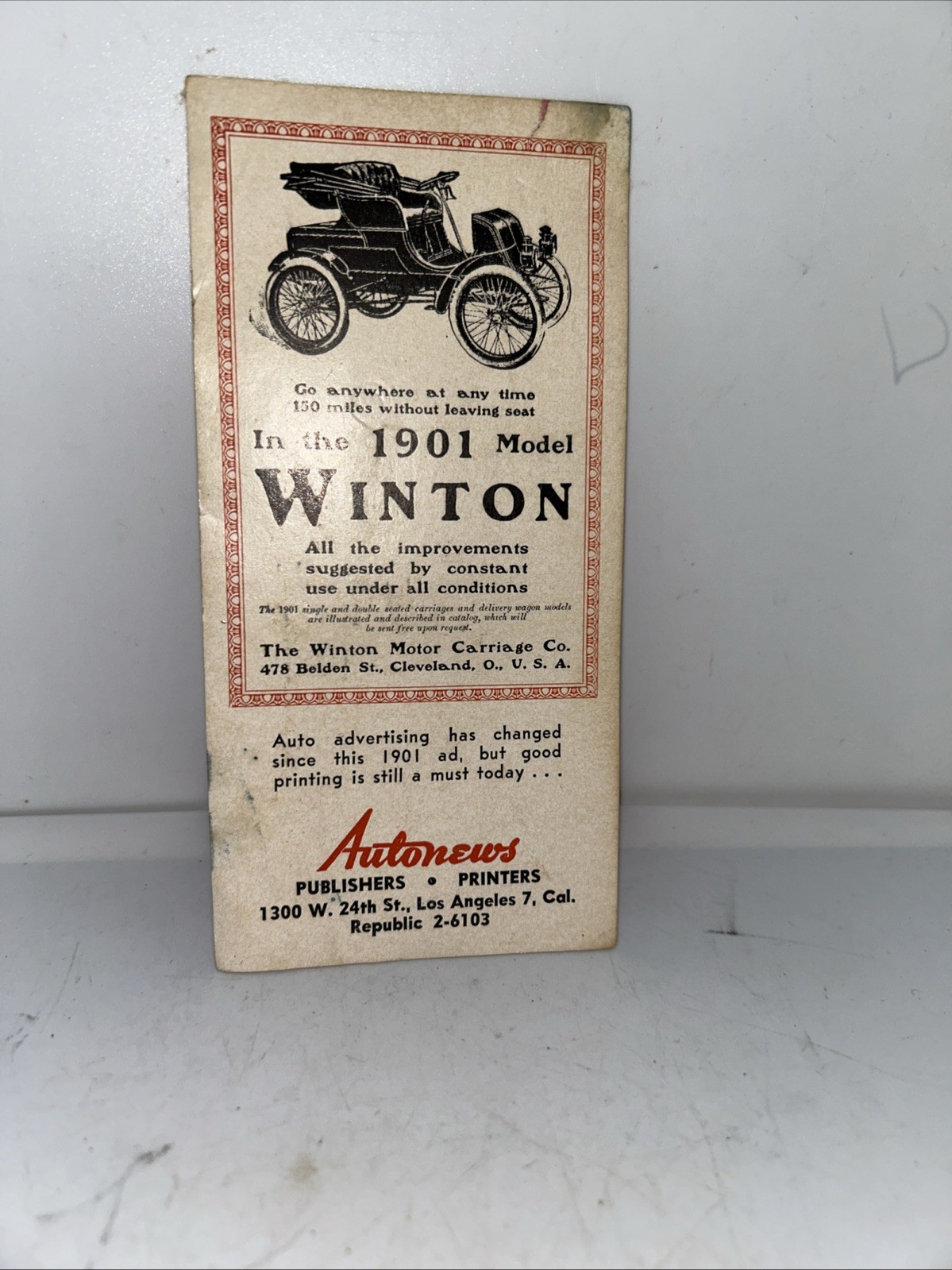 Autonews 1901 Antique Print Ad Winton Motor COMPANY Reprint From 1940s Autonews 1901 Antique Print Ad Winton Motor COMPANY Reprint From 1940s