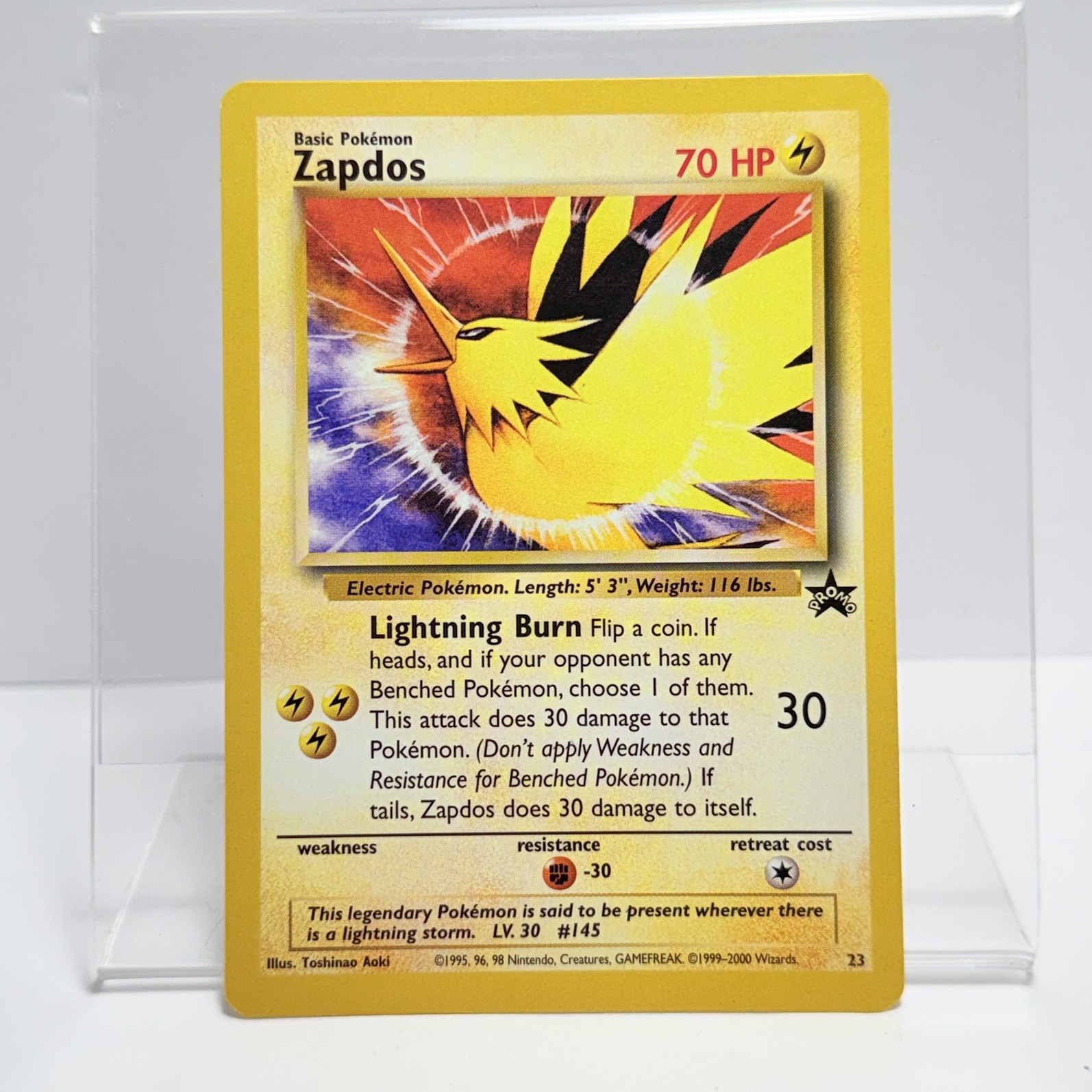 2000 Pokemon Zapdos 23 Black Star Promo Trading Card Game TCG Vintage Aoki ERROR 2000 Pokemon Zapdos 23 Black Star Promo Trading Card Game TCG Vintage Aoki ERROR
