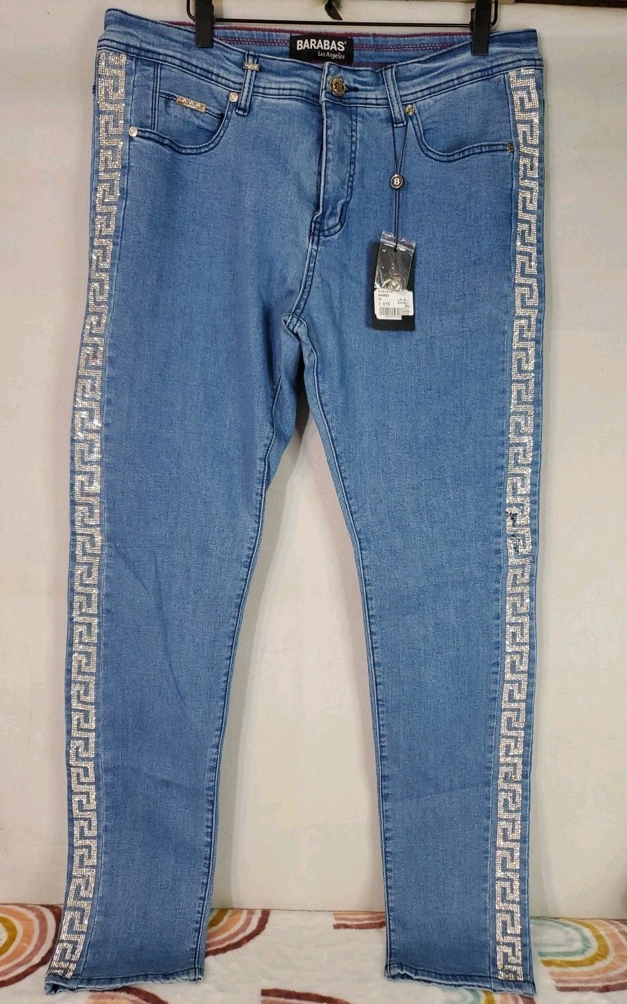 BARABAS LOS ANGELES MENS JEANS SIZE 34 PANTS SEQUINS BEADED Street Wear Greek BARABAS LOS ANGELES MENS JEANS SIZE 34 PANTS SEQUINS BEADED Street Wear Greek