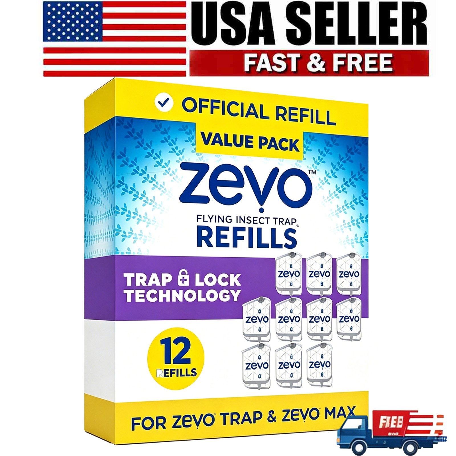 (12 Refill Cartridges) Zevo Flying Insect Trap Refill Cartridges -Easy to Use (12 Refill Cartridges) Zevo Flying Insect Trap Refill Cartridges -Easy to Use