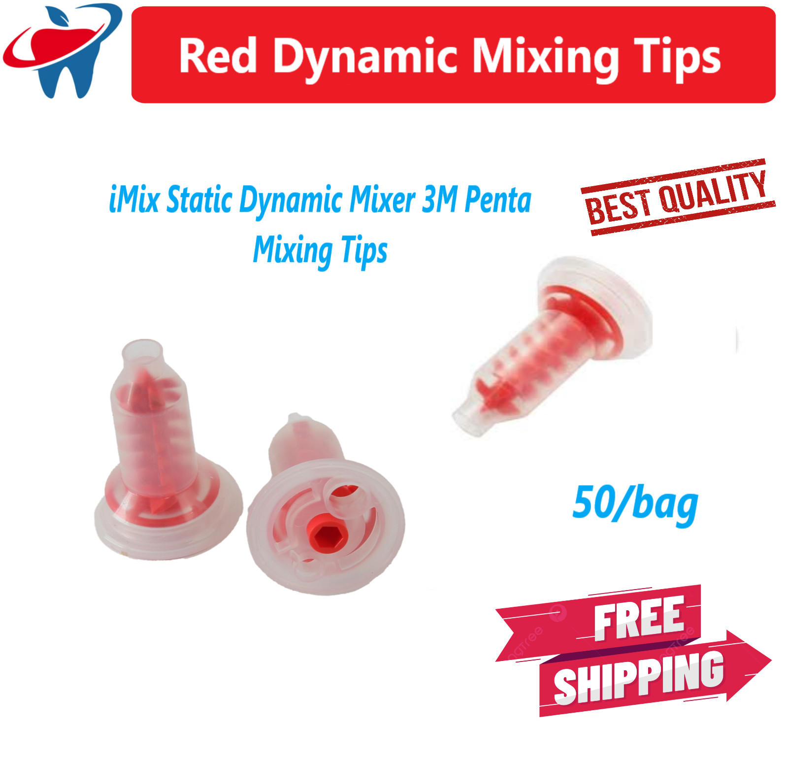 Dental 3M ESPE Penta Red Dynamic Penta Mixing Tips for Impregum (50-100/bag)