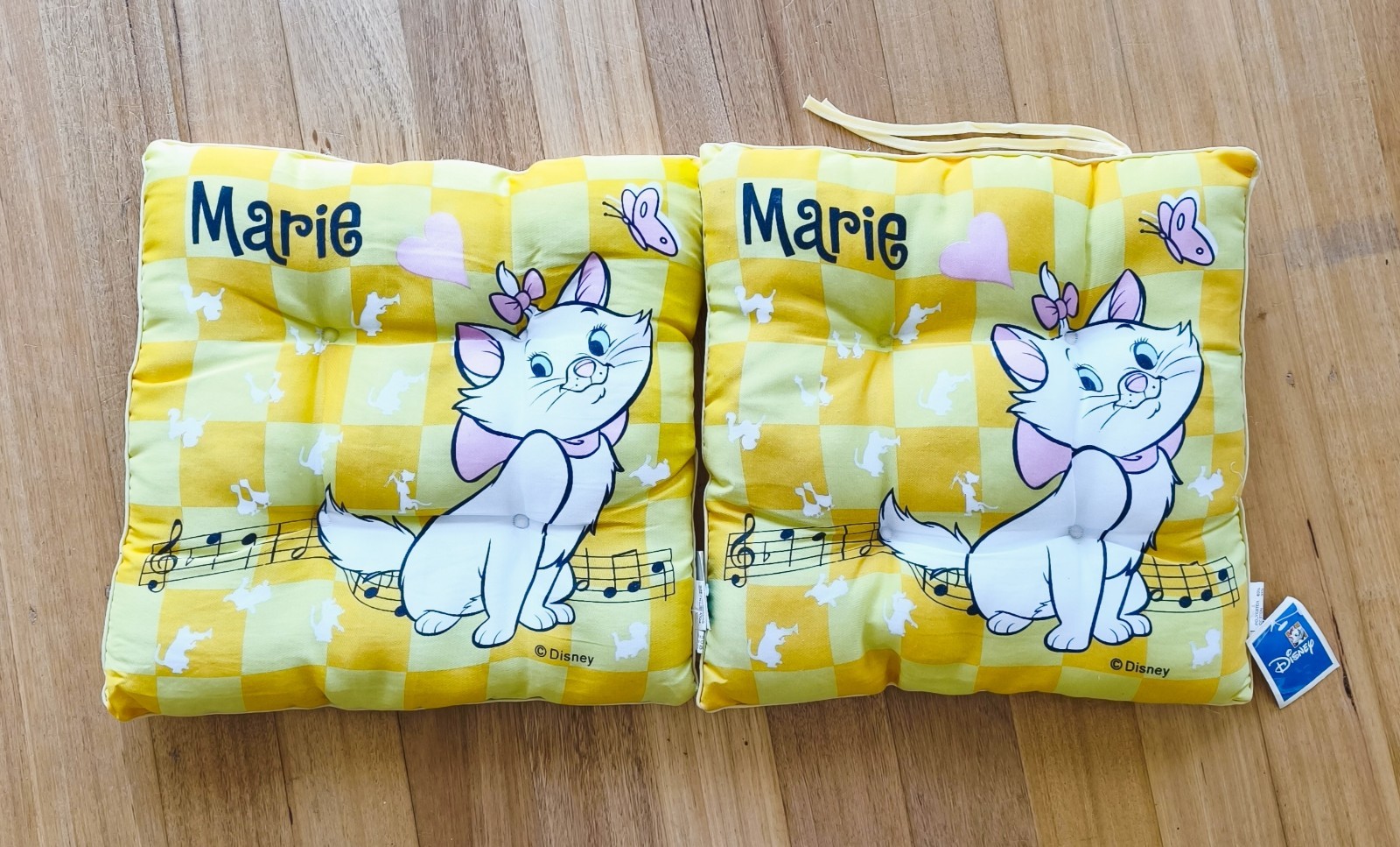 Vintage 2 X New Disney Aristocats Seat Cushion Marie Yellow Cat Kitten Vintage 2 X New Disney Aristocats Seat Cushion Marie Yellow Cat Kitten