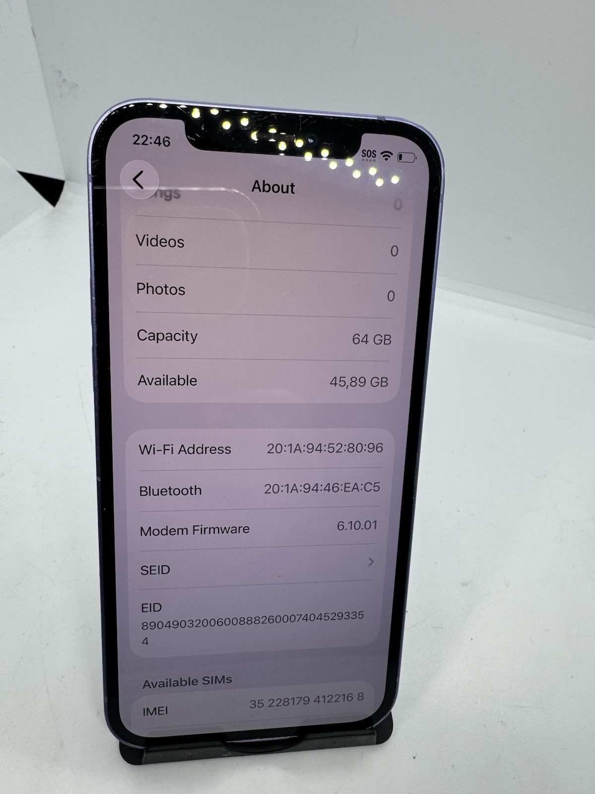 Apple iPhone 12 64GB Purple BP Device Cracked Back Glass - Read Description