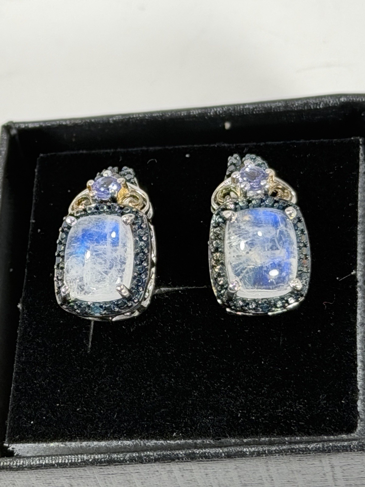 Stunning Vintage STS 925 Chuck Clemency Moonstone Earrings Rare