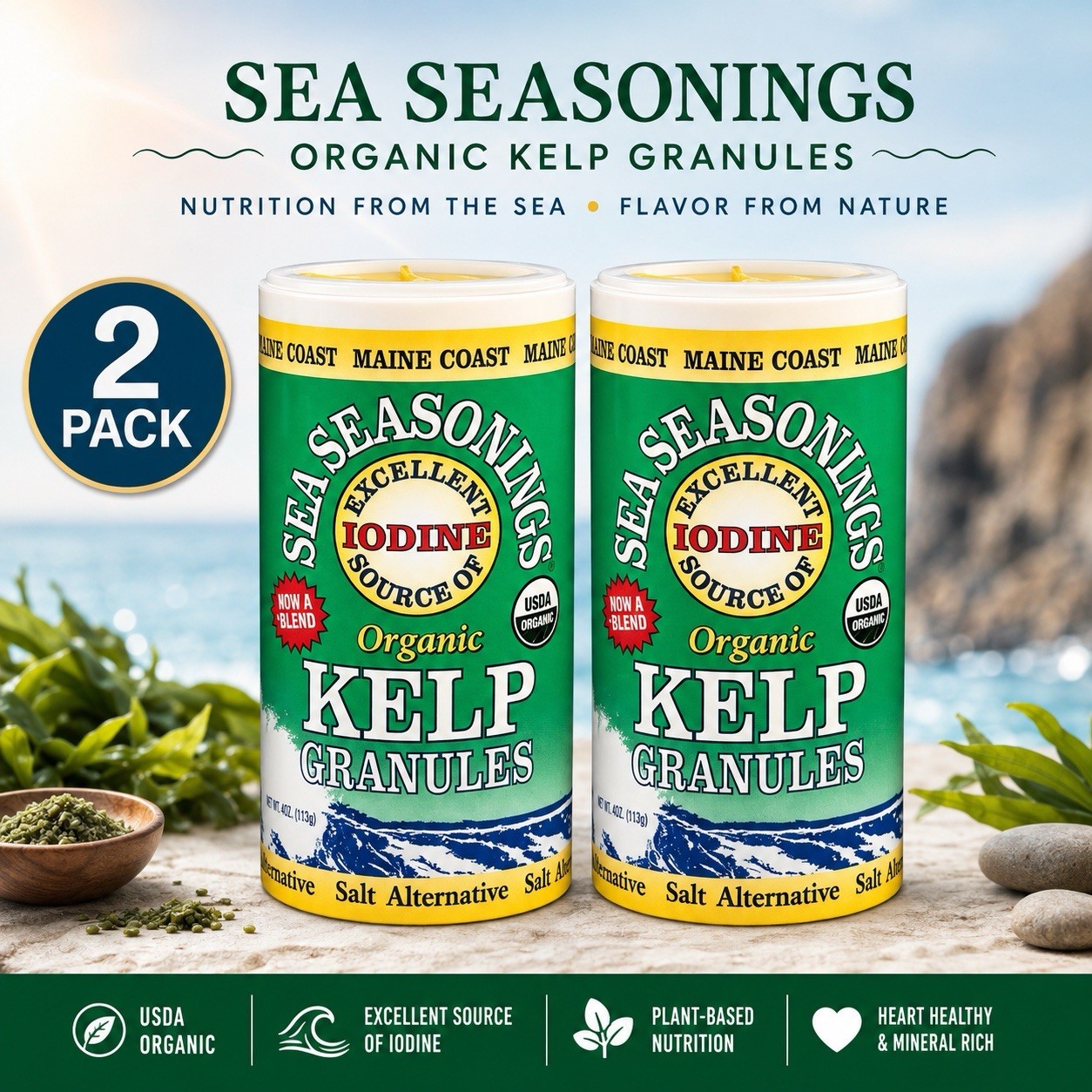 Maine Coast Sea Seasonings Organic Kelp Granules 1.5 oz Granules (2 Pack) Maine Coast Sea Seasonings Organic Kelp Granules 1.5 oz Granules (2 Pack)