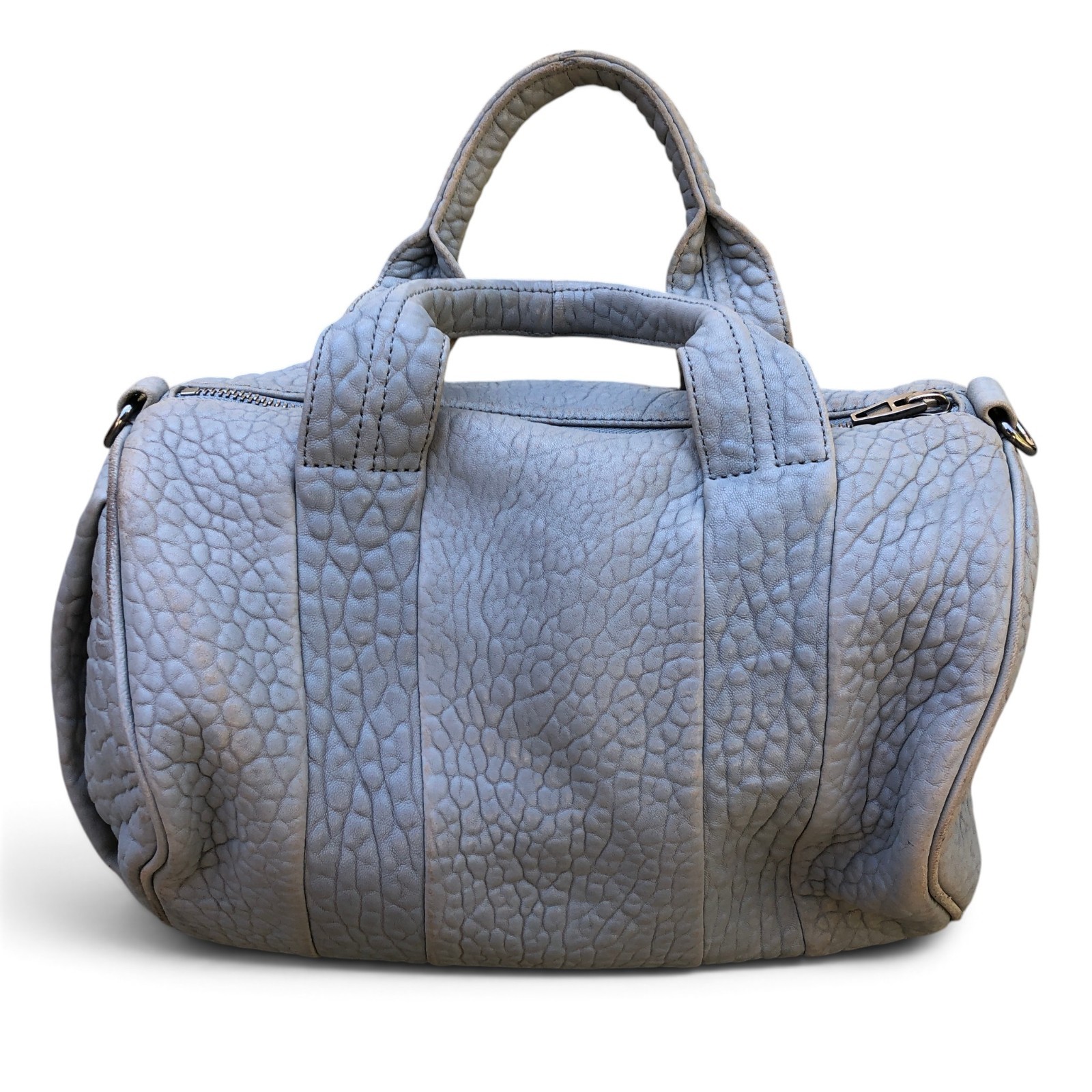 Alexander Wang Rocco Dumbo Bag Purse Leather Grey Satchel Top Handle Designer Alexander Wang Rocco Dumbo Bag Purse Leather Grey Satchel Top Handle Designer