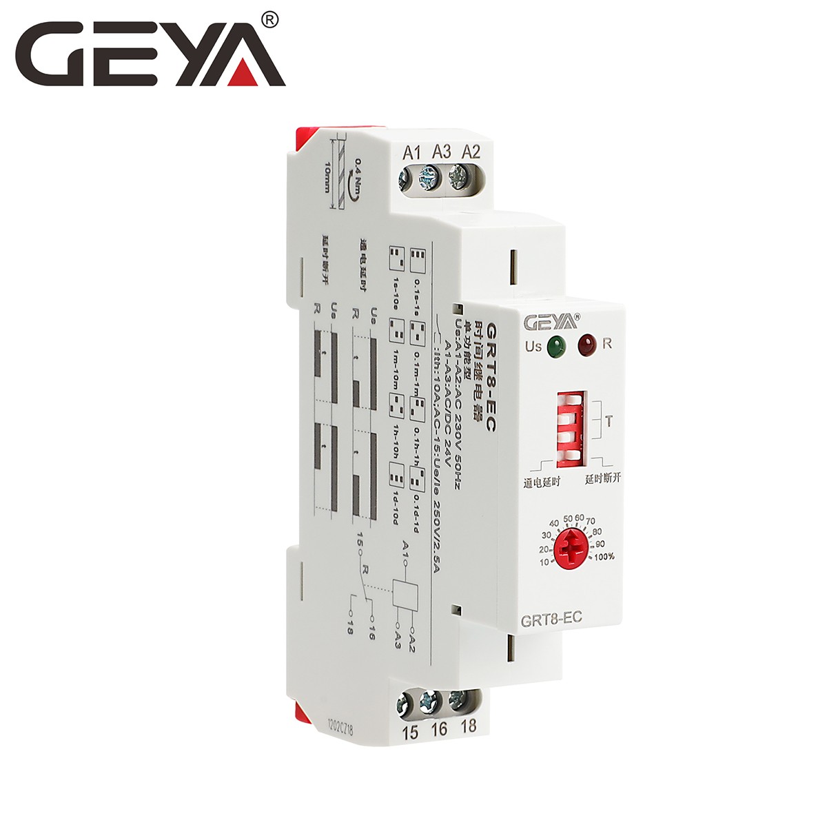 GEYA On Delay & Off Delay Timer Delay Relay Time Cycler Switch 10A DC24V AC220V