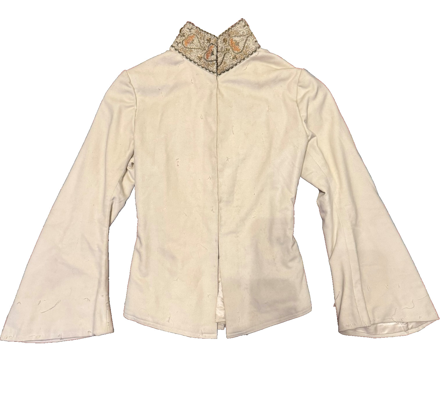 Antique 1890s Victorian Wool Jacket Bodice – Tailored Beige Wool Silk Lined