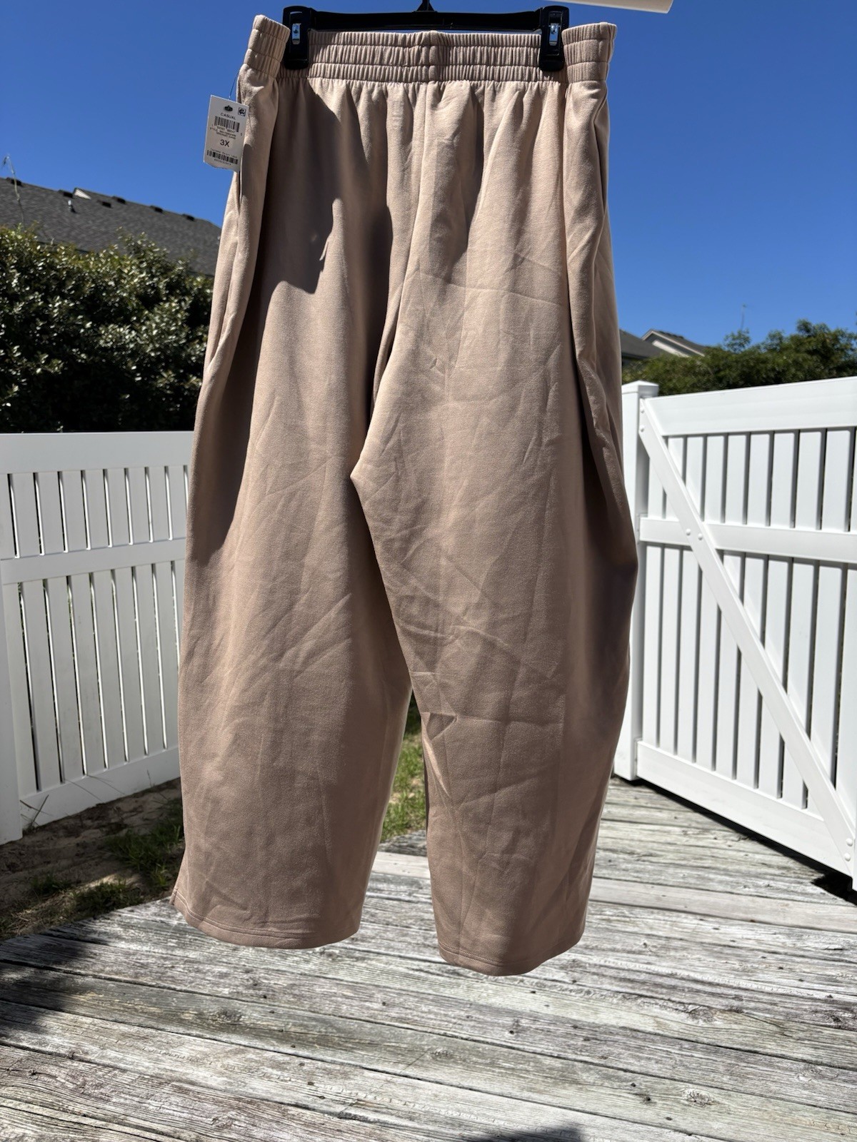 Ideology Women’s 3X Wide Leg Lounge Pants Beige/Tan Pull On Stretch NWT