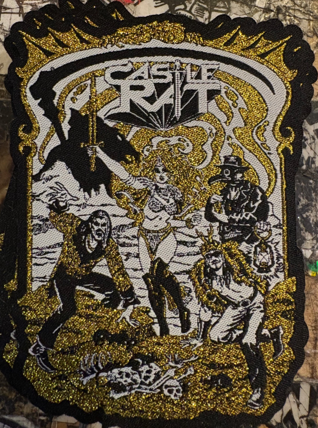 CASTLE RAT - Rat Queen Band Woven Patch with Gold NEW OFFICIAL STONER DOOM METAL CASTLE RAT - Rat Queen Band Woven Patch with Gold NEW OFFICIAL STONER DOOM METAL