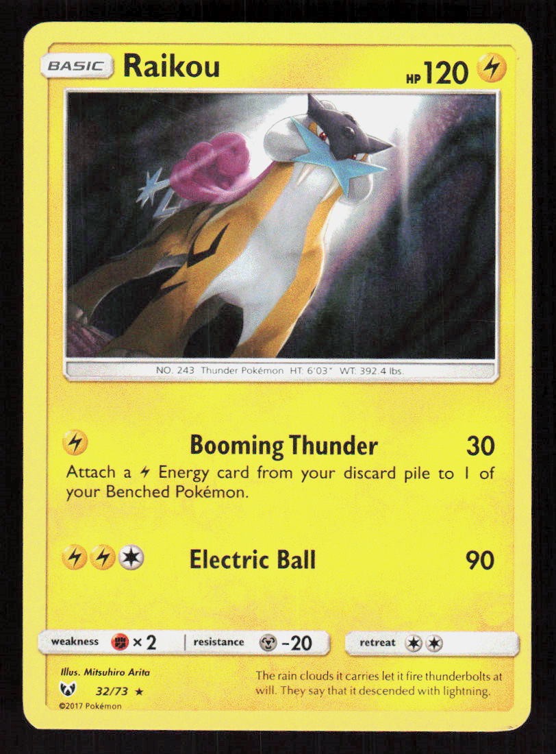 Pokemon Raikou 32/73 Rare Holo Shining Legends (LP)