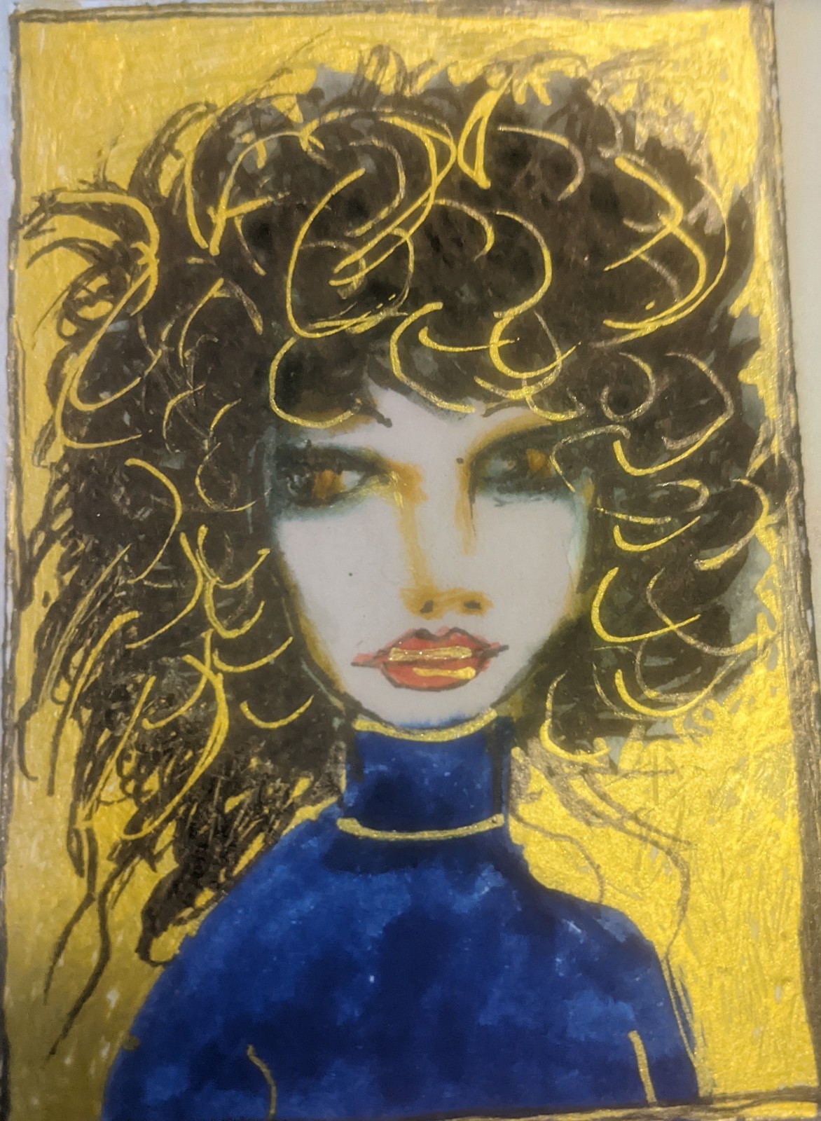 ACEO Card Crazy Lady Original Art Painting ACEO Card Crazy Lady Original Art Painting