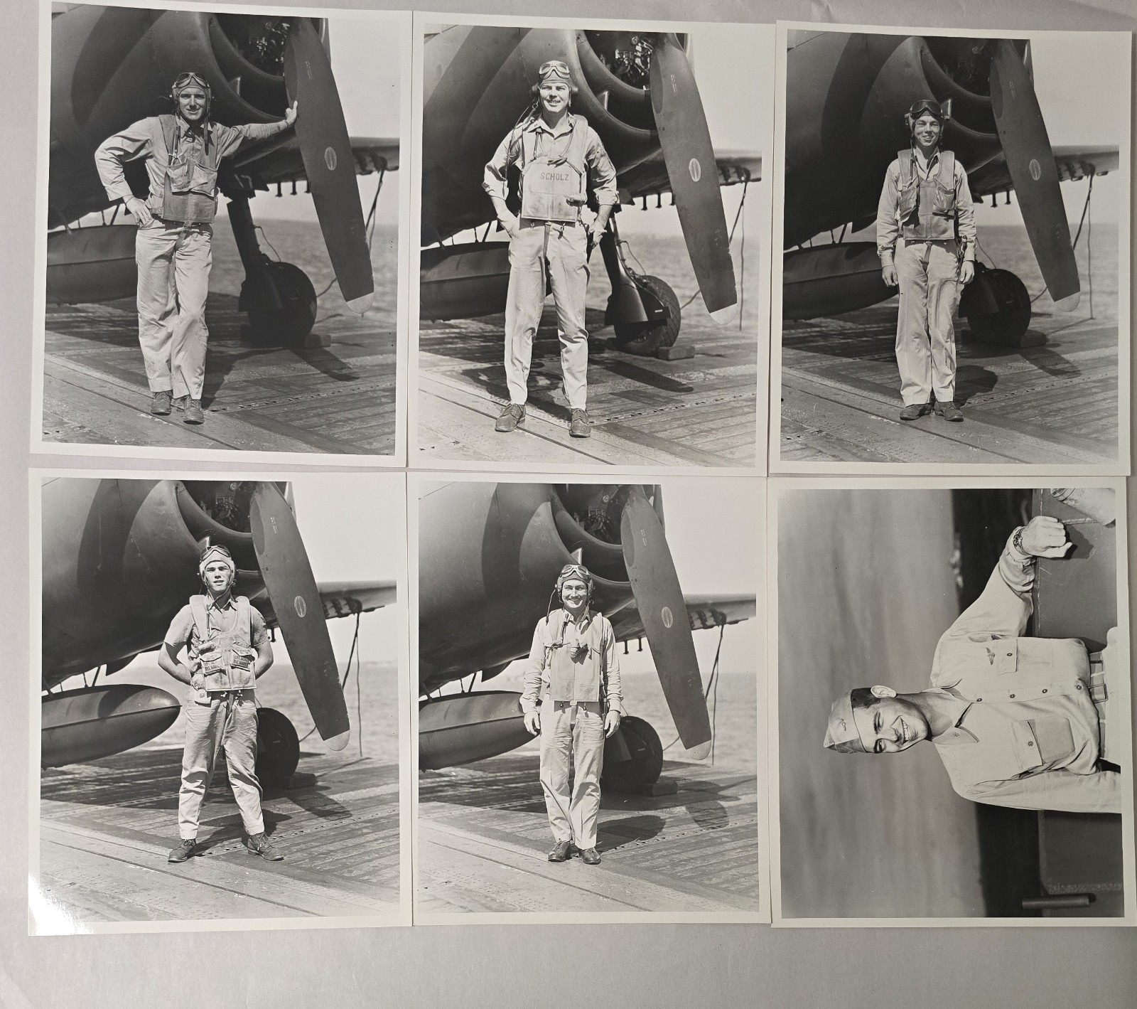 Vintage WWII US Navy Aviator Photo Lot Named Pilots USS Essex CV-9 Air Group 20