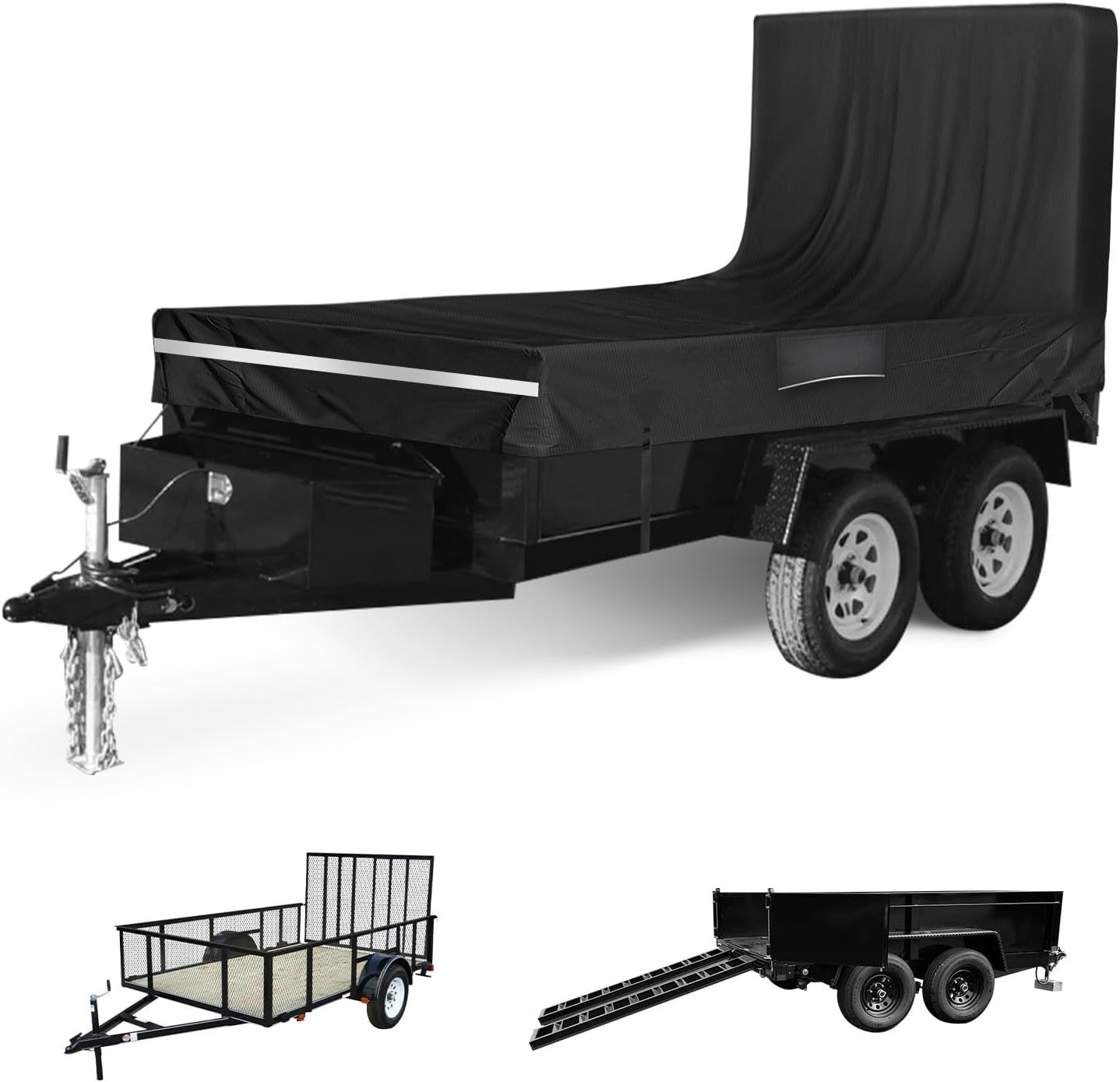 Utility Trailer Cover, 5x8 Trailer Cover with Rear Landscape/Ramp Gate 48” to...