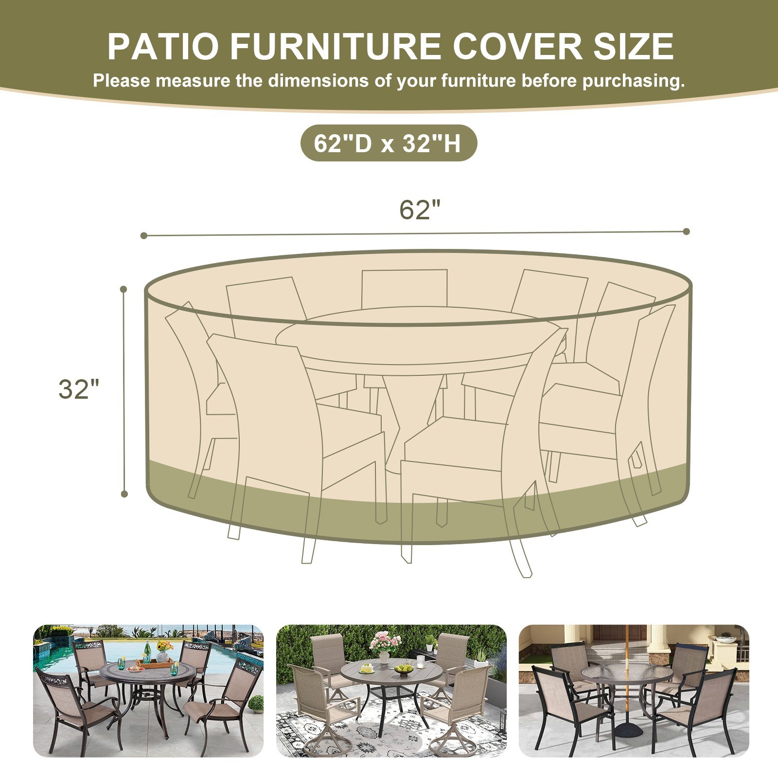 Outdoor Patio Round Furniture Cover Table Chair Set Cover Waterproof 600D Oxford Outdoor Patio Round Furniture Cover Table Chair Set Cover Waterproof 600D Oxford