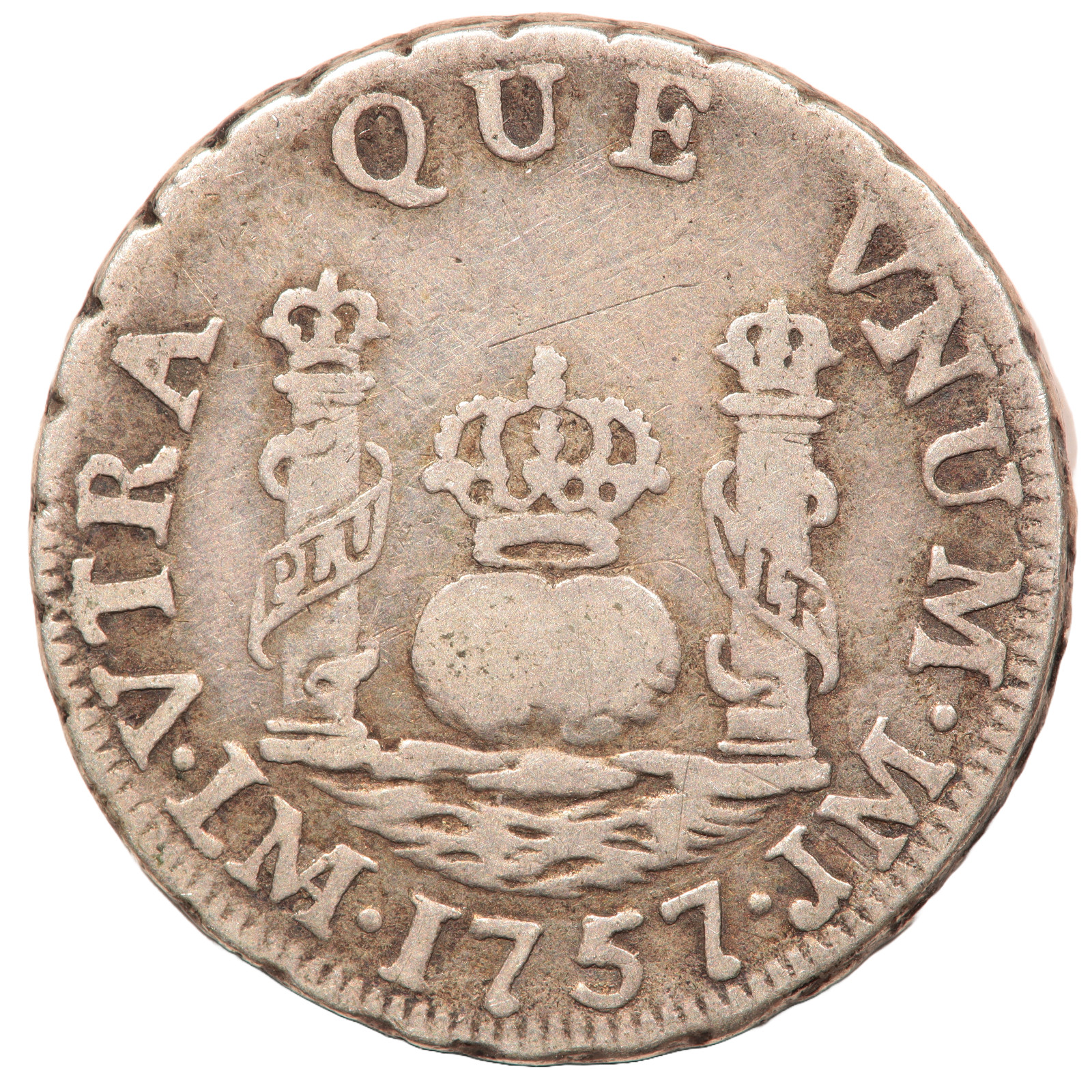 1757 LIMA PERU JM ONE 1 REAL SILVER COIN (#9759) 1757 LIMA PERU JM ONE 1 REAL SILVER COIN (#9759)