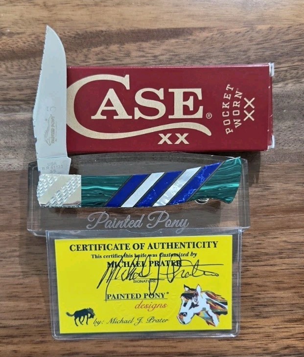 Case XX 2026 Michael Prater Customs Painted Pony Mother Of Pearl Axe Handle 