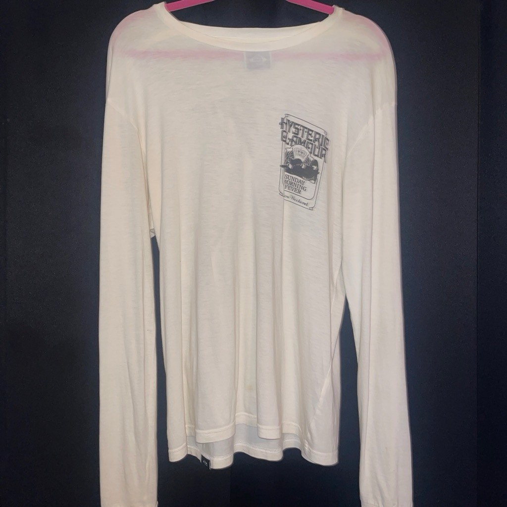 Hysteric Glamour White Long Sleeve T-Shirt Vintage Printed Graphic Size L Hysteric Glamour White Long Sleeve T-Shirt Vintage Printed Graphic Size L