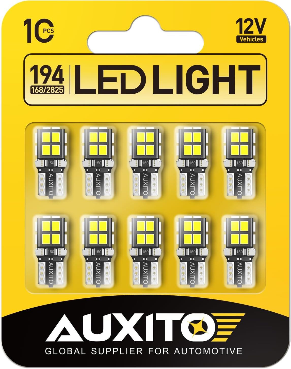 10 Pack T10 194 168 2825 W5W LED Bulbs 6000K White 14-SMD Car Interior