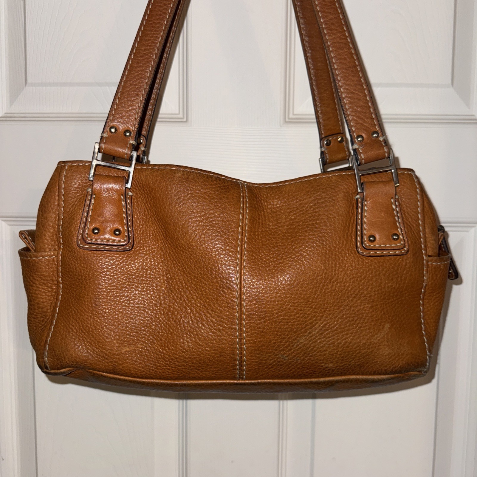 Vintage Fossil Brown Leather Satchel~Shoulder Bag Hobo Distressed  Model 75082