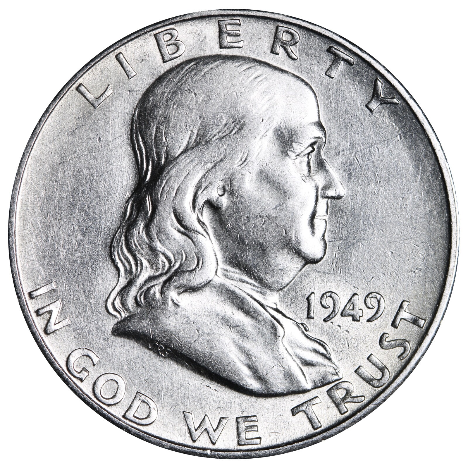 1949-S Franklin SILVER Half Dollar Brilliant XF/AU Complete Your Album