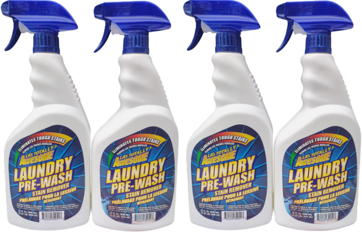 4 PACK LA's Totally Awesome Laundry Pre-Wash Stain Remover Spray 32 Fl. Oz. EACH