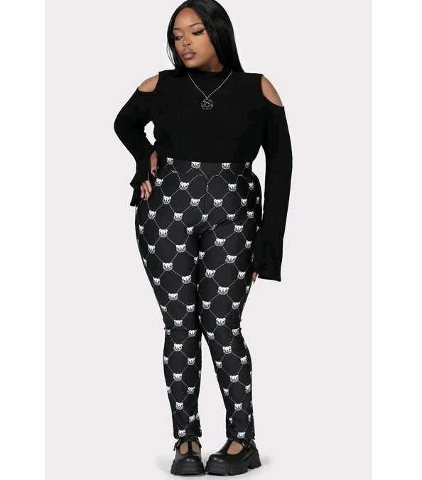 KILLSTAR x GLOOMY the Naughty Grizzly Bone To Pick Black Leggings Size 3x Skull